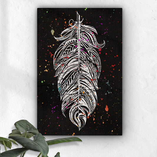 Decor Elements Feather White Boho Canvas Wall Art - Image by Tailored Canvases