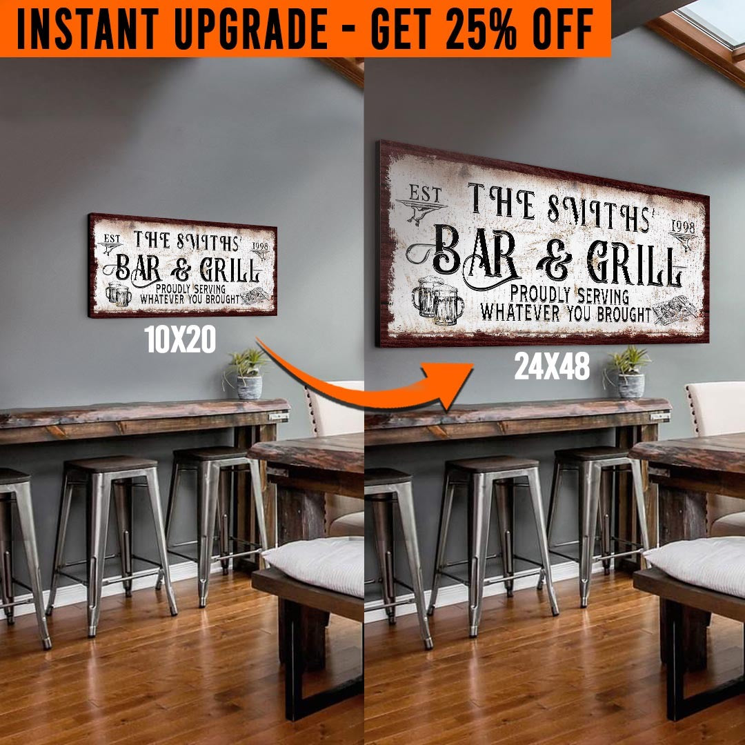 Upgrade Your 'Bar & Grill' (Style 1) Canvas To 24x48 Inches