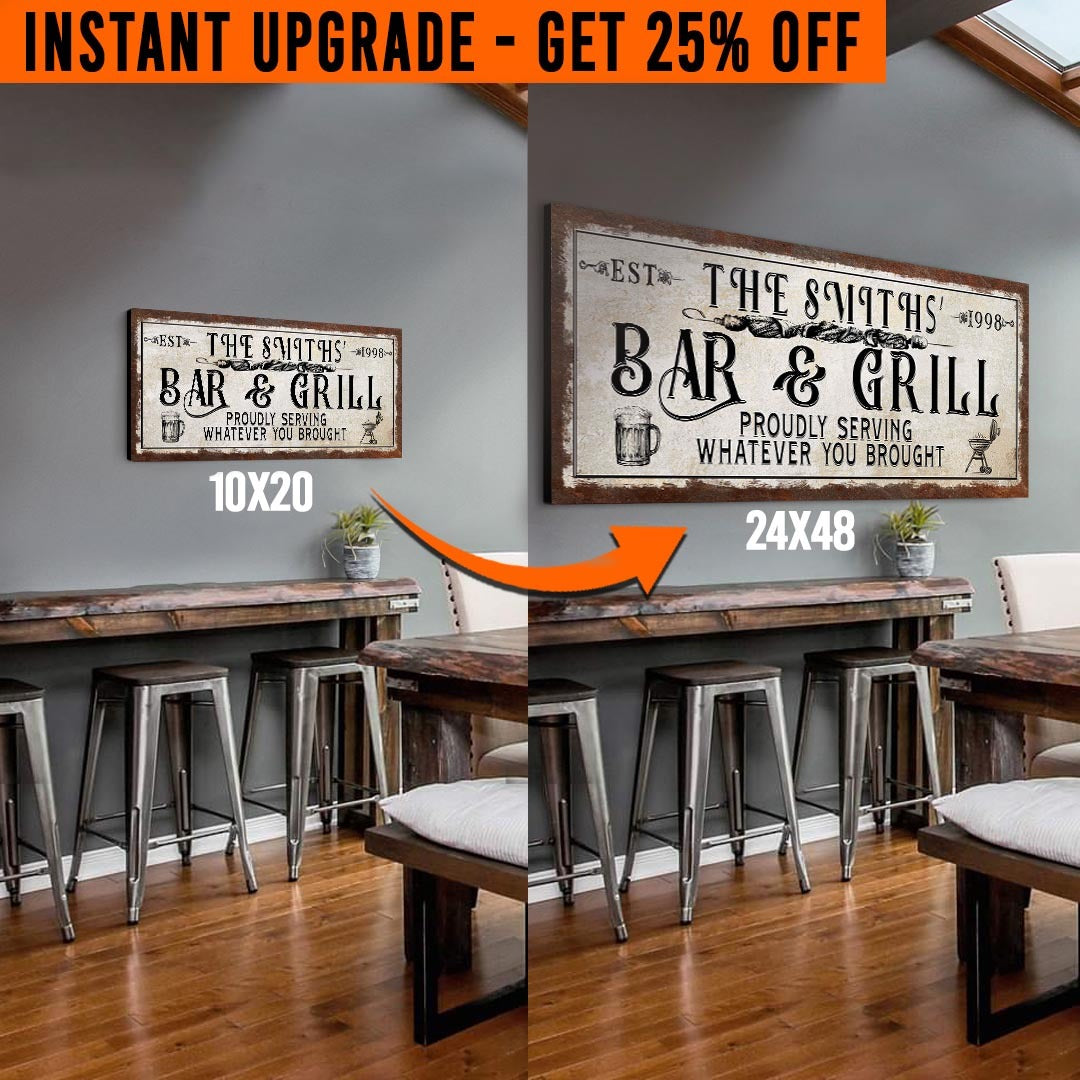 Upgrade Your 'Bar & Grill' (Style 2) Canvas To 24x48 Inches