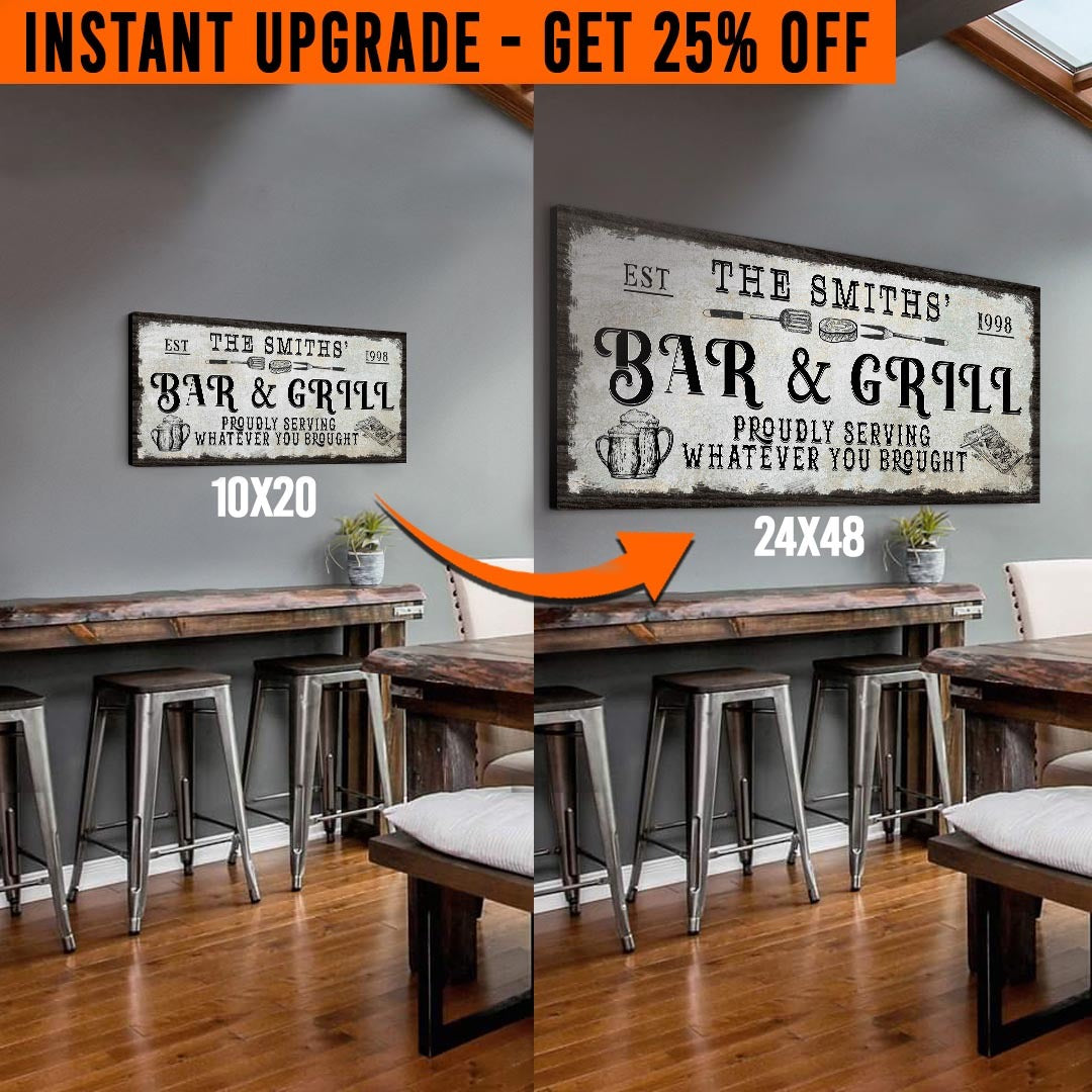 Upgrade Your 'Bar & Grill' (Style 3) Canvas To 24x48 Inches