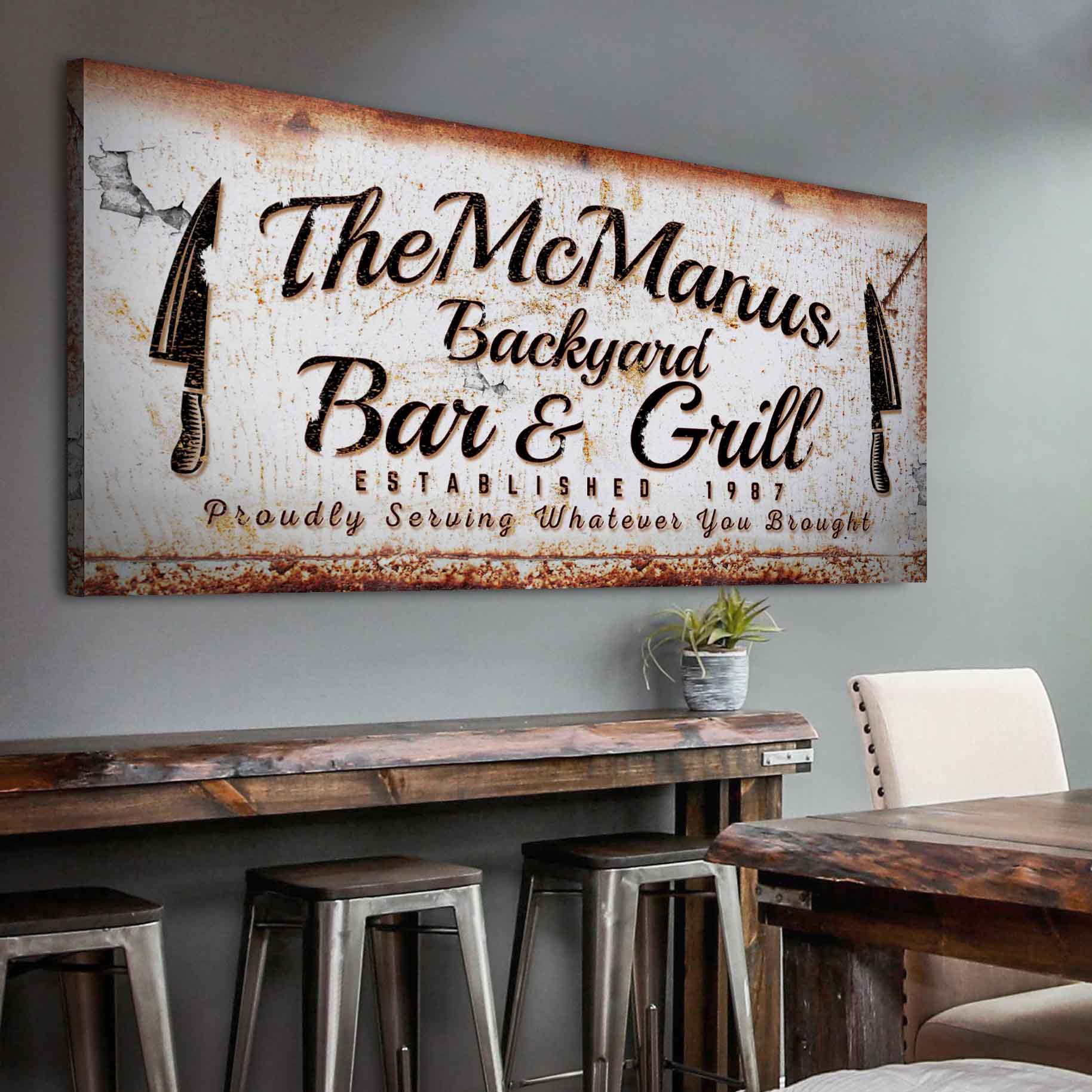 Backyard Bar & Grill Sign II Style 6 - Image by Tailored Canvases