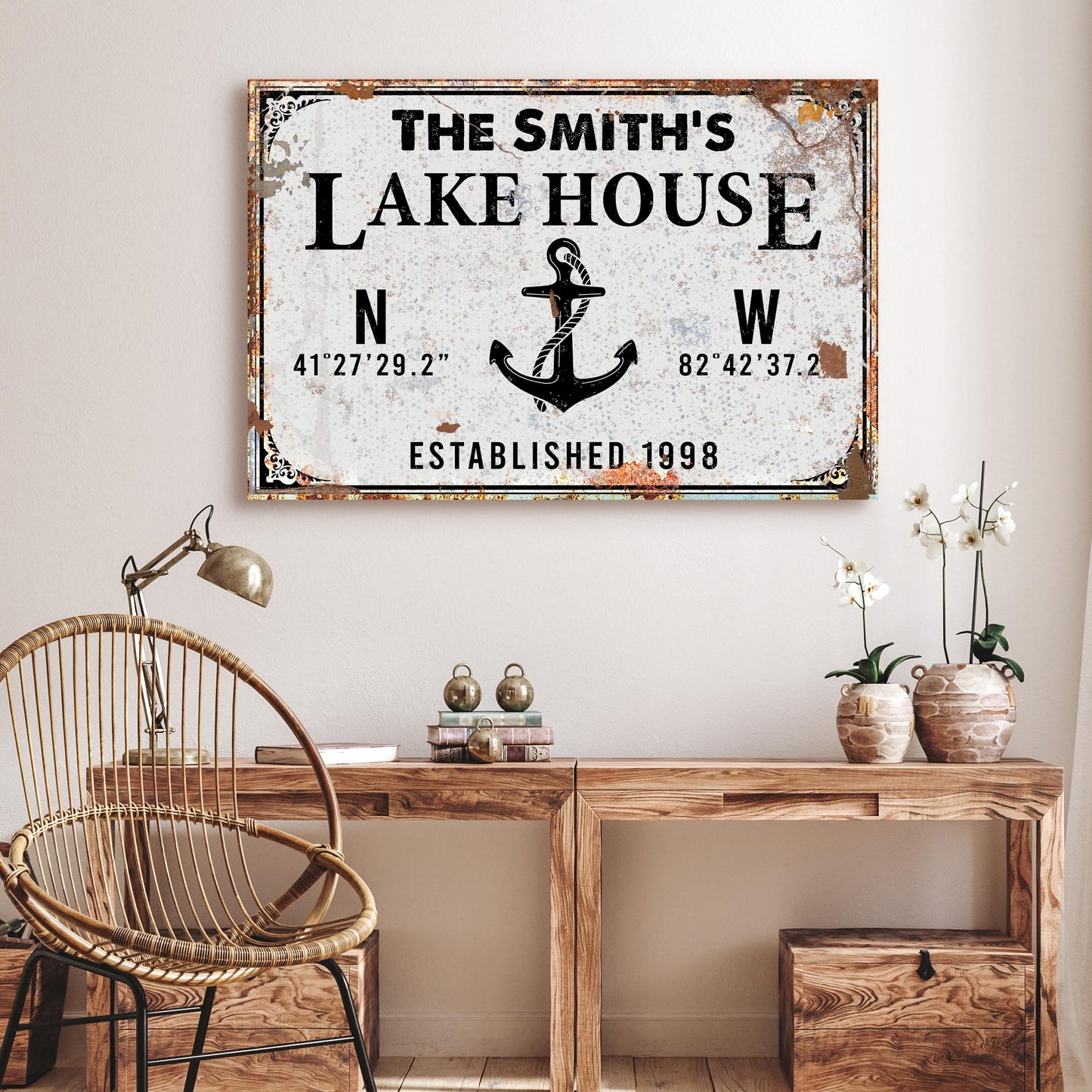 Family Lake House Anchor (Ready to hang) - Wall Art Image by Tailored Canvases