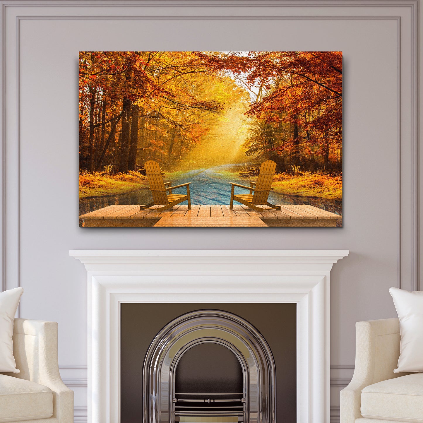 Maple Sunrise By The Lake Canvas Wall Art Style 1 - Image by Tailored Canvases