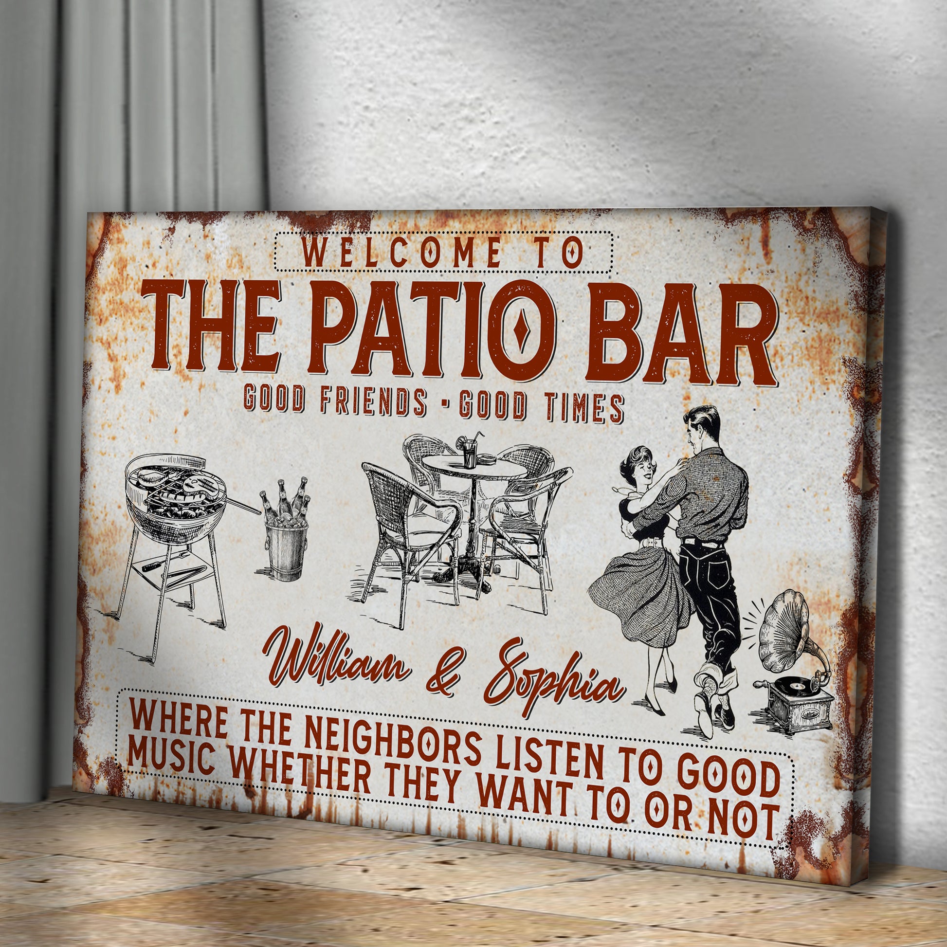 Welcome To The Patio Bar Sign II | Customizable Canvas Style 1 - Image by Tailored Canvases