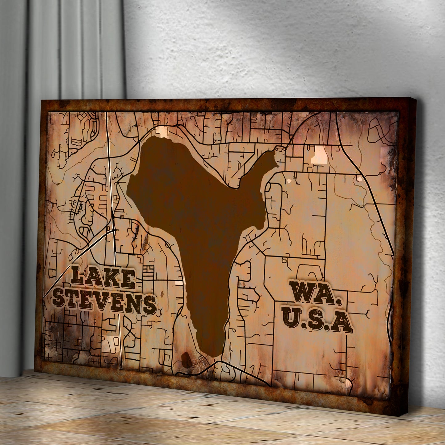 Lake Map Sign Style 2 - Image by Tailored Canvases