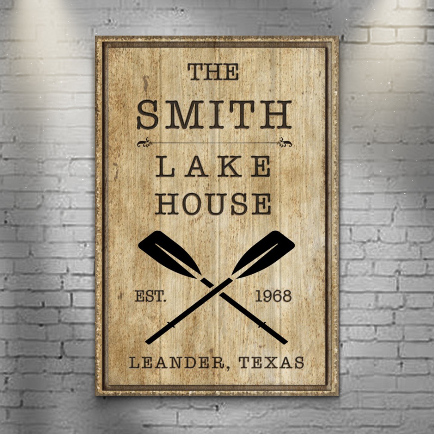 Family Lake House Rustic Sign II | Customizable Canvas - Image by Tailored Canvases
