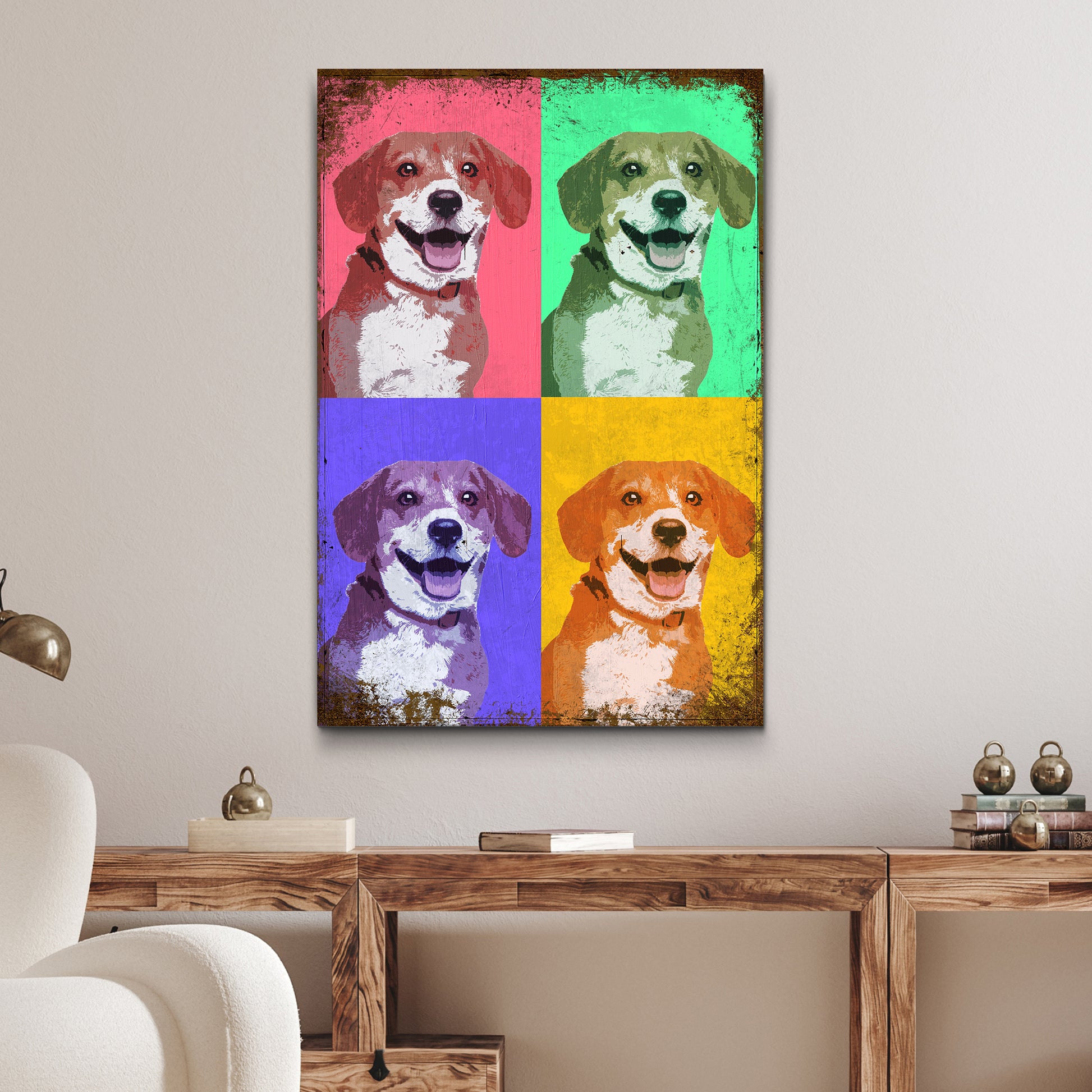 Pop Art 4-Panel Pet Portrait Sign Style 2 - Image by Tailored Canvases