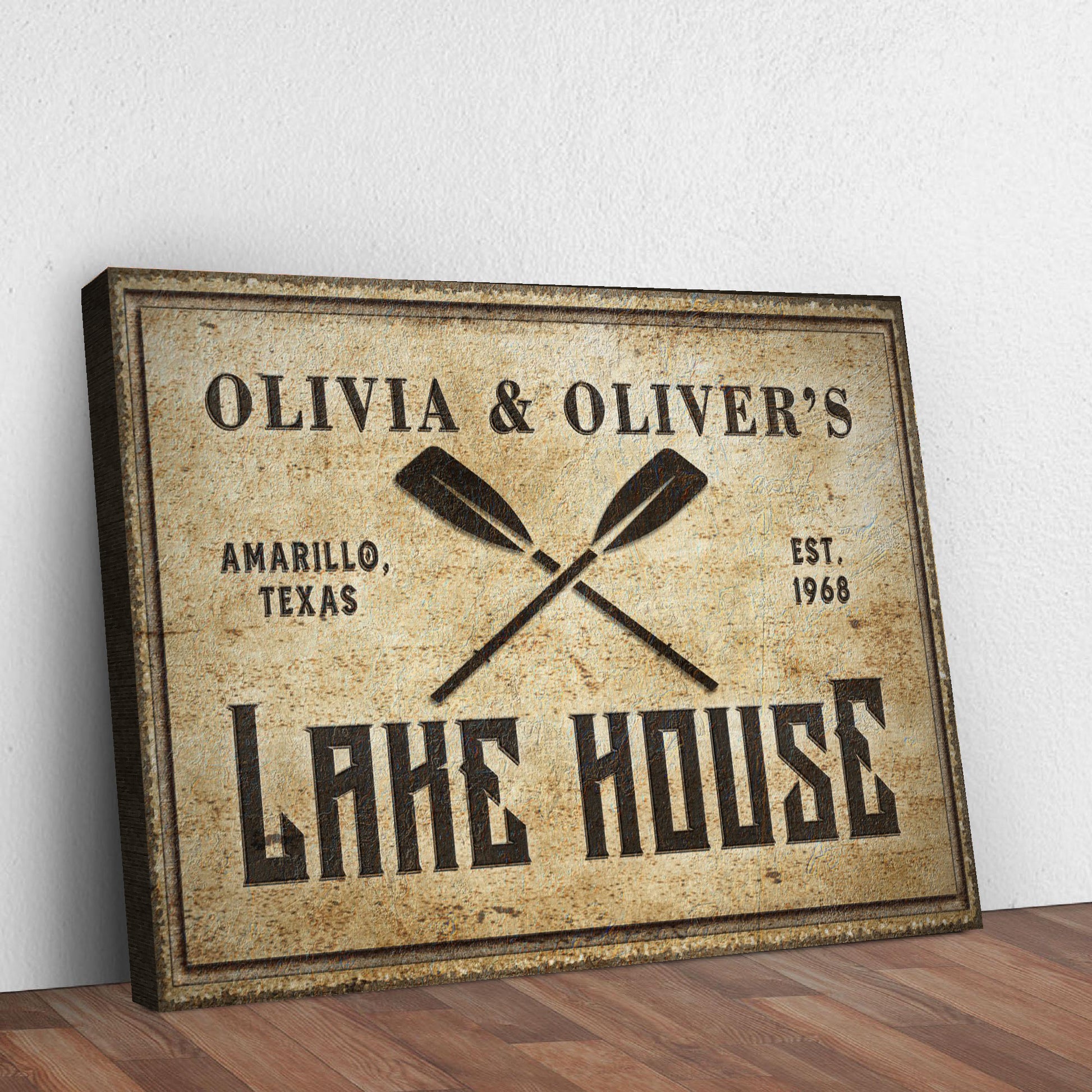 Couple Lake House Paddle Sign Style 1 - Image by Tailored Canvases