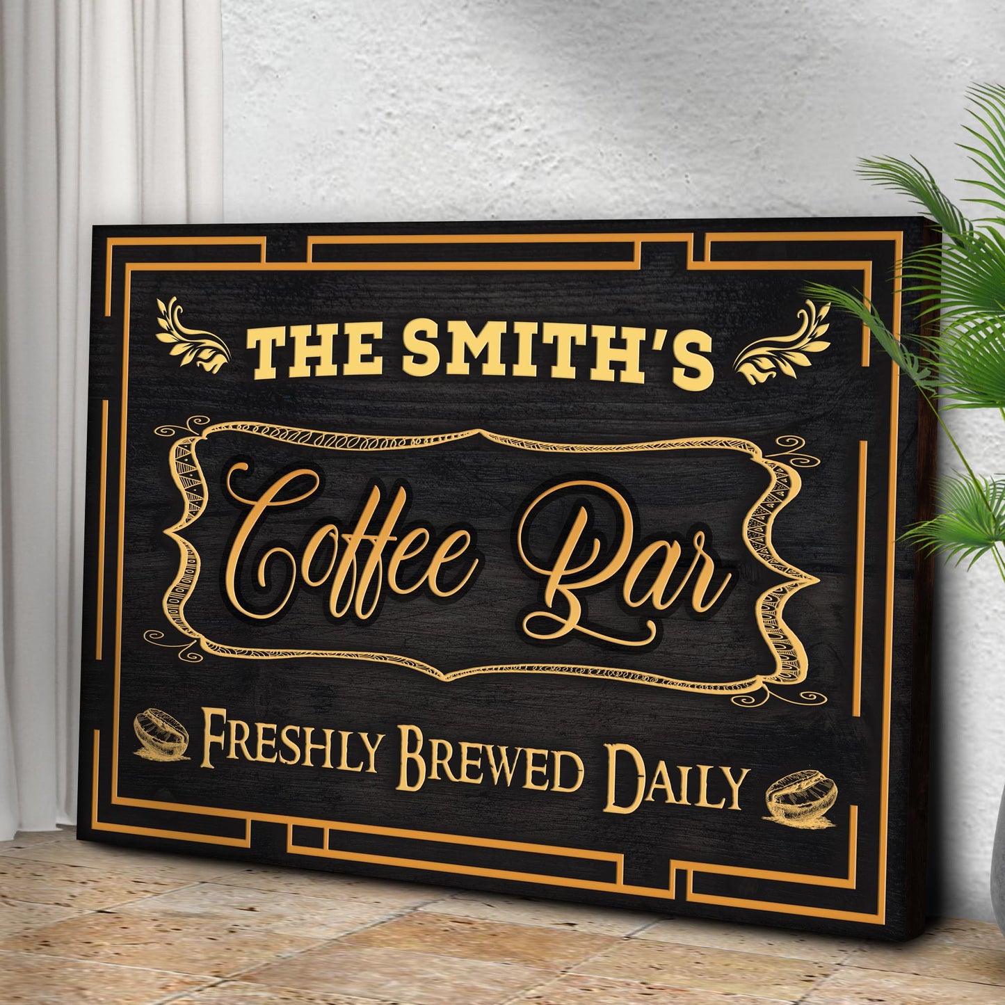 Coffee Bar Freshly Brewed Daily Sign Style 2 - Image by Tailored Canvases
