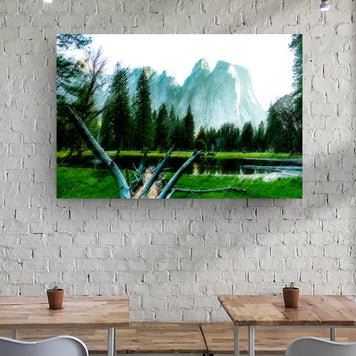 Misty Forest Lake Canvas Wall Art