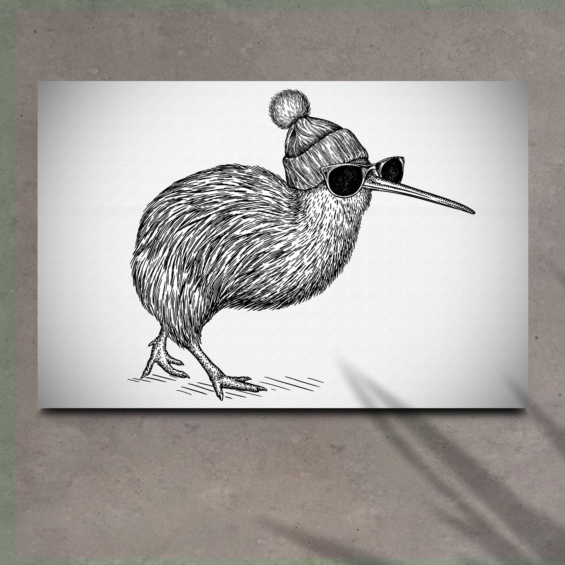 Black and White Kiwi Wall Art Style 1 - Image by Tailored Canvases