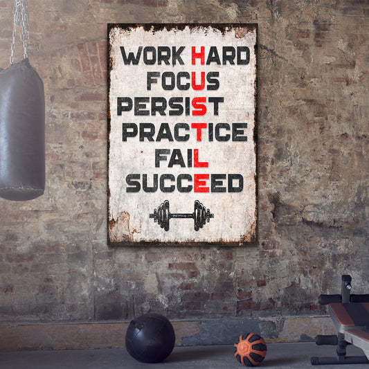 HUSTLE Motivational Portrait Sign II Style 2 - Image by Tailored Canvases