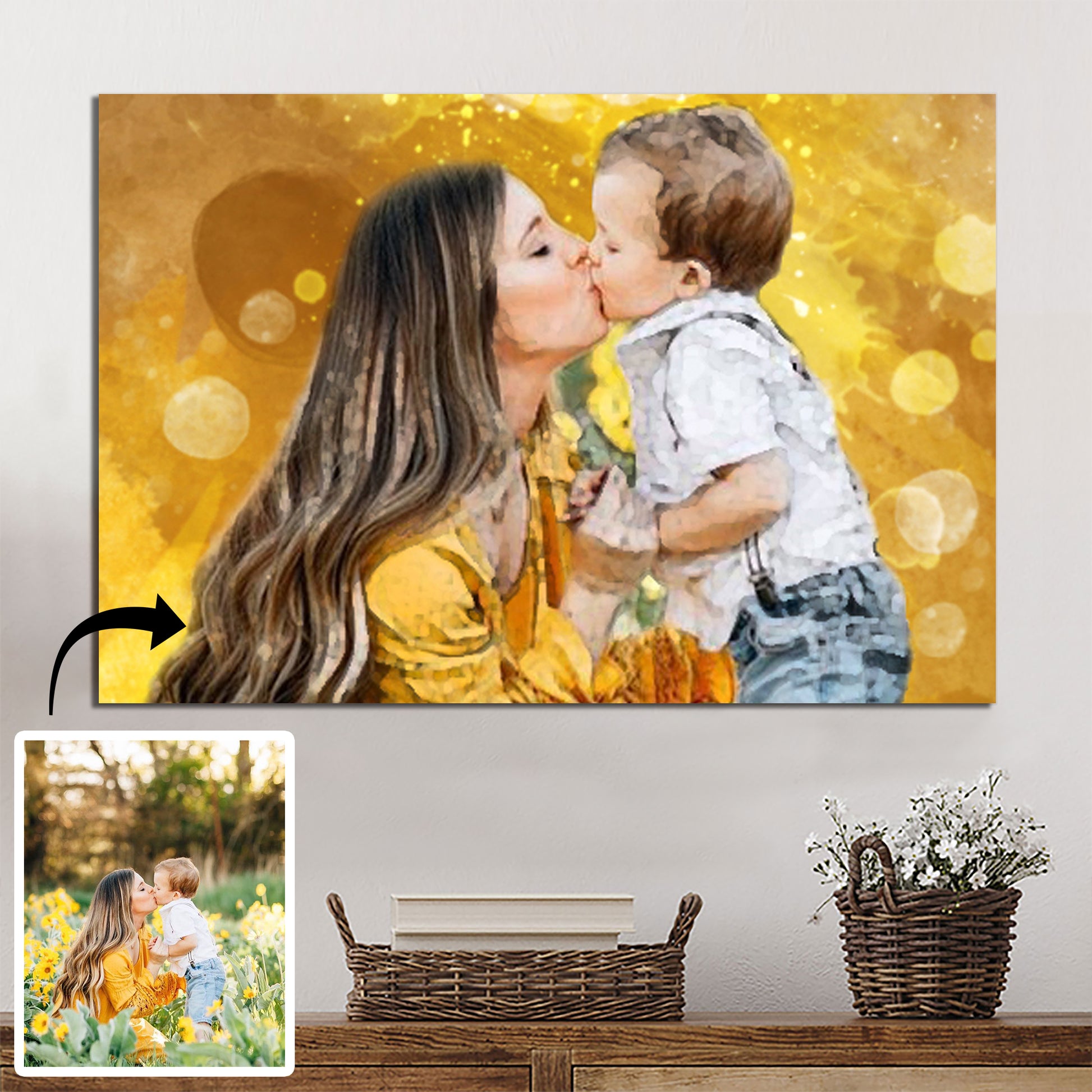 Mom And Me Watercolor Sign - Image by Tailored Canvases
