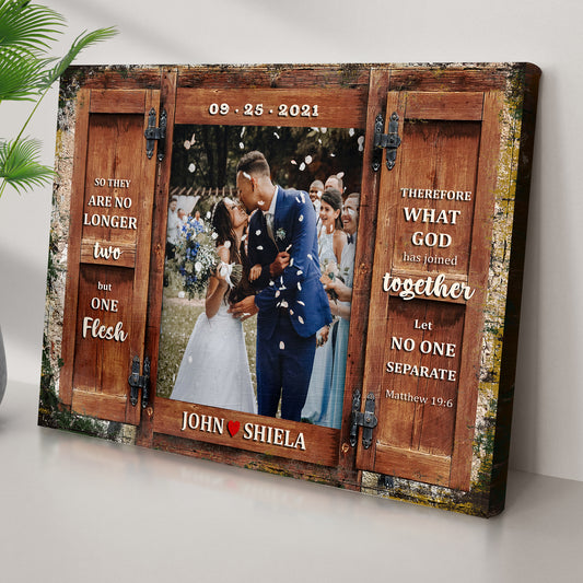 Matthew 19:6 - So They Are No Longer Two, But One Flesh Sign II | Customizable Canvas - Image by Tailored Canvases