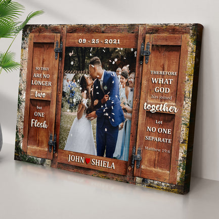 Matthew 19:6 - So They Are No Longer Two, But One Flesh Sign II | Customizable Canvas - Image by Tailored Canvases