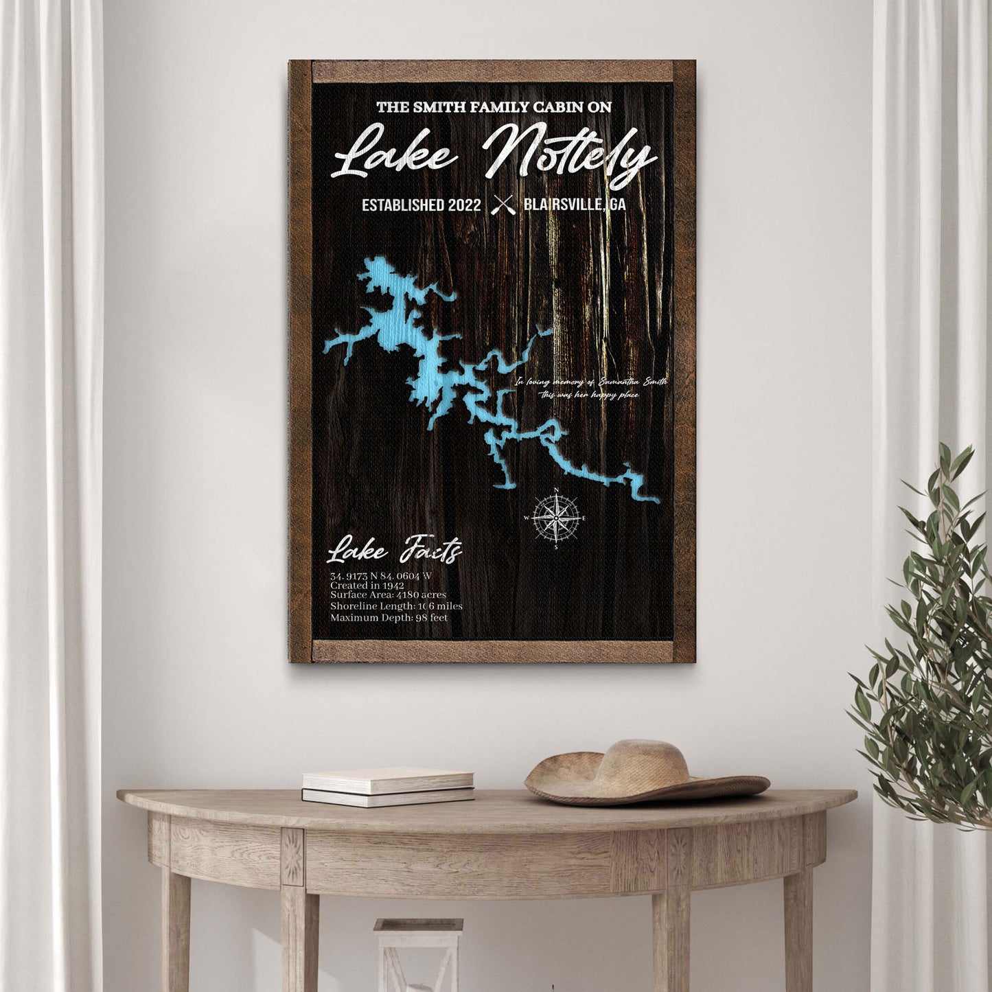 Memorial Lake Map Sign Style 1 - Image by Tailored Canvases