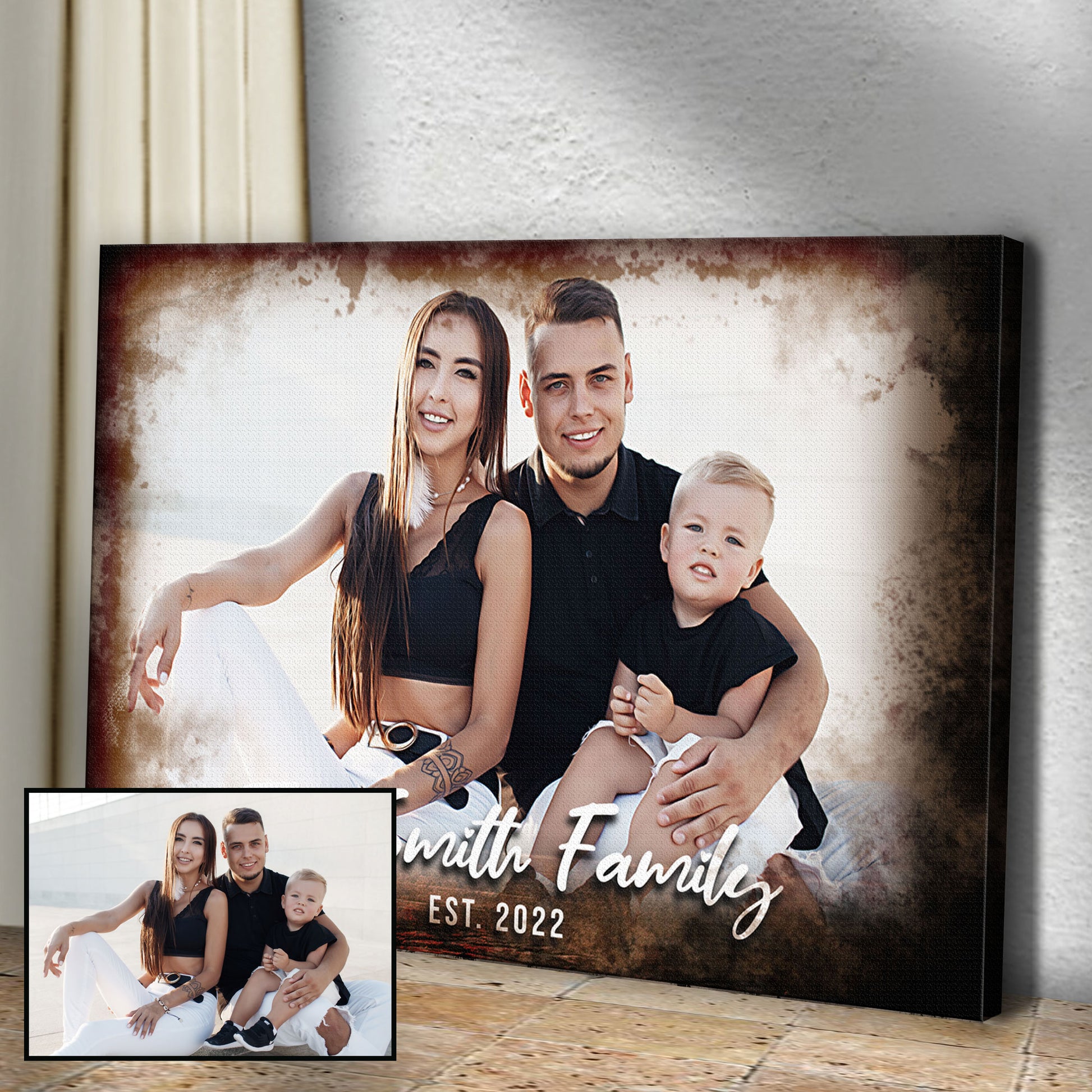 Family Portrait On Wood Sign - Image by Tailored Canvases