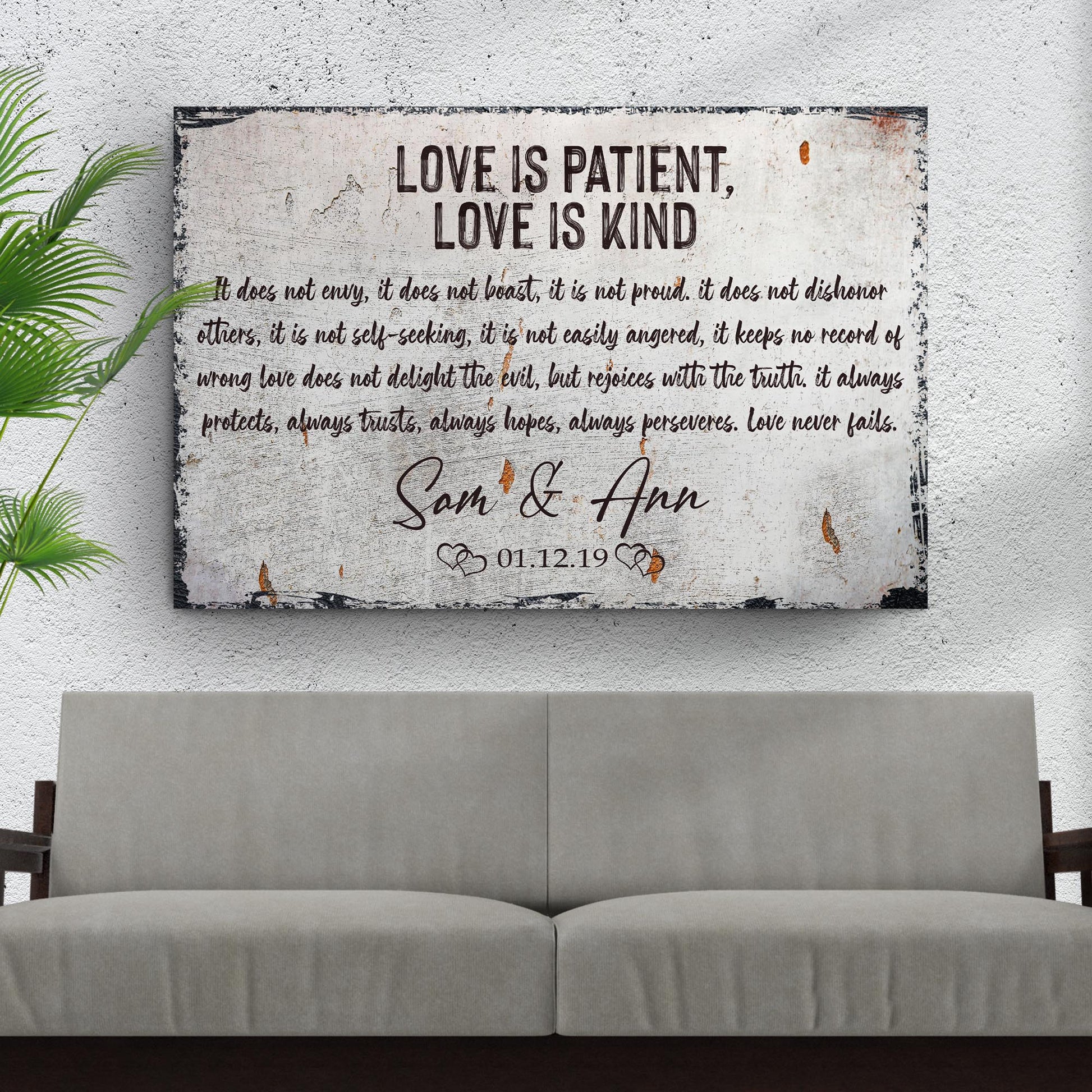 Love Is Patient, Love Is Kind Sign Style 1 - Image by Tailored Canvases