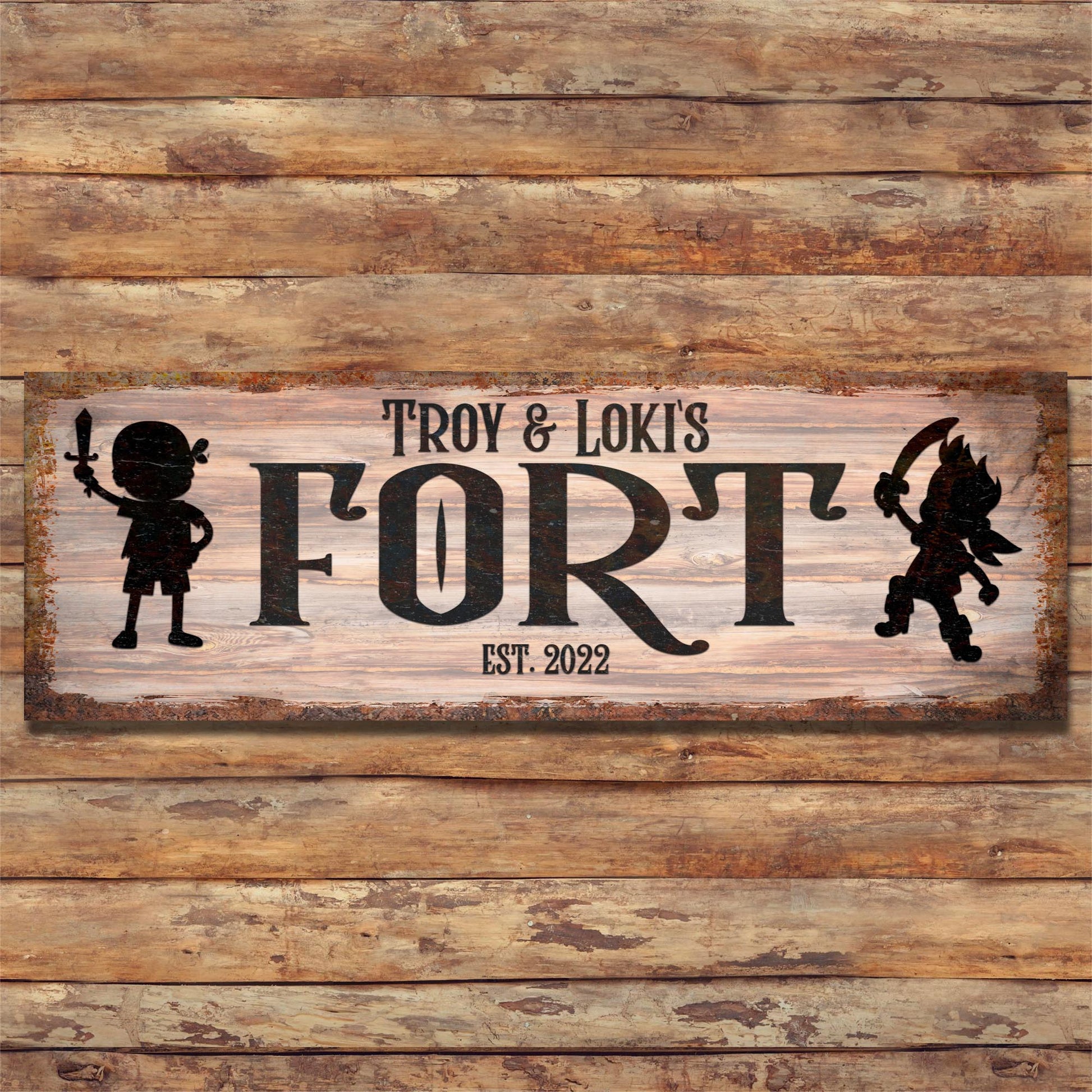 Kid Pirate Fort Sign Style 1 - Image by Tailored Canvases