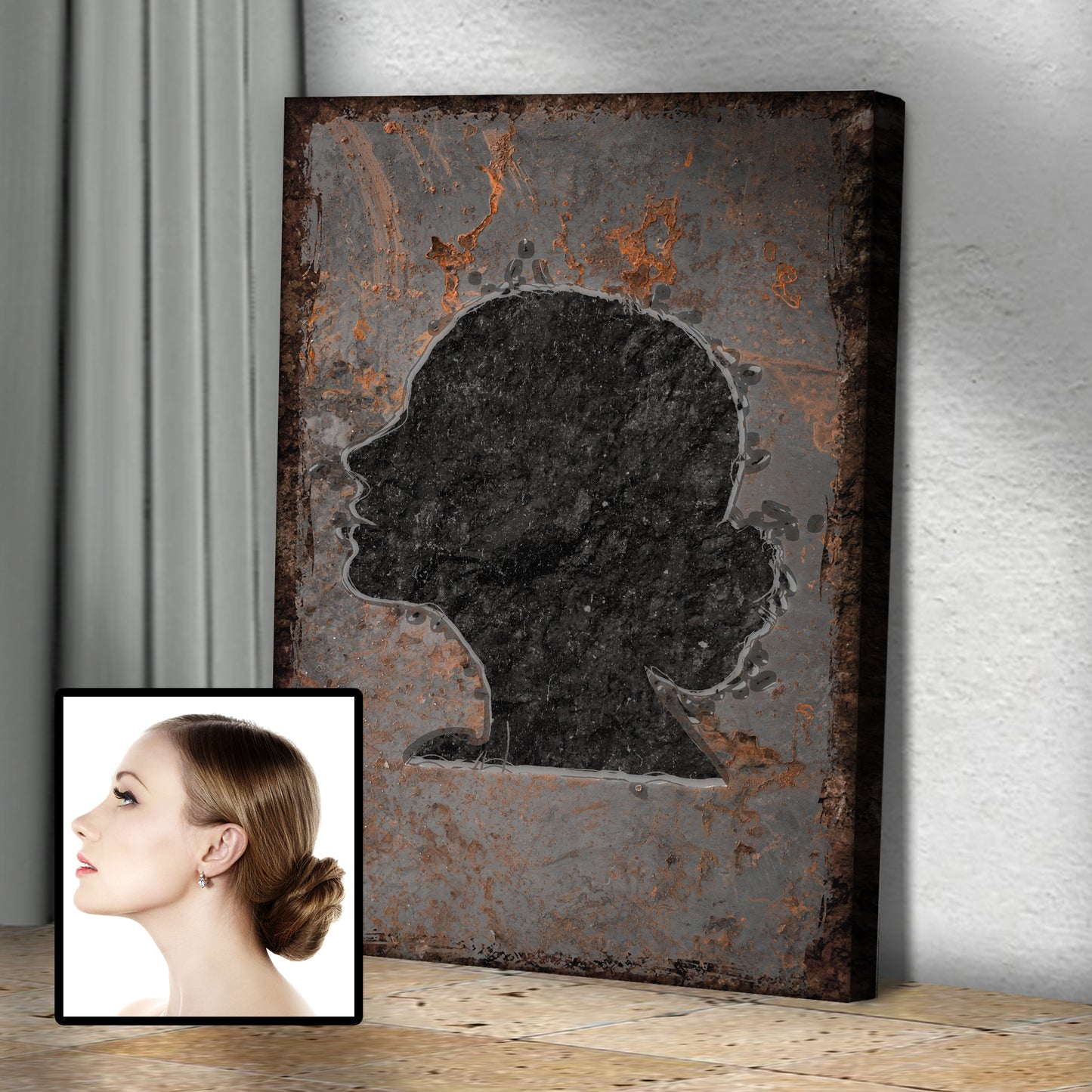 Silhouette Portrait Sign II Style 1 | Customizable Canvas - Image by Tailored Canvases