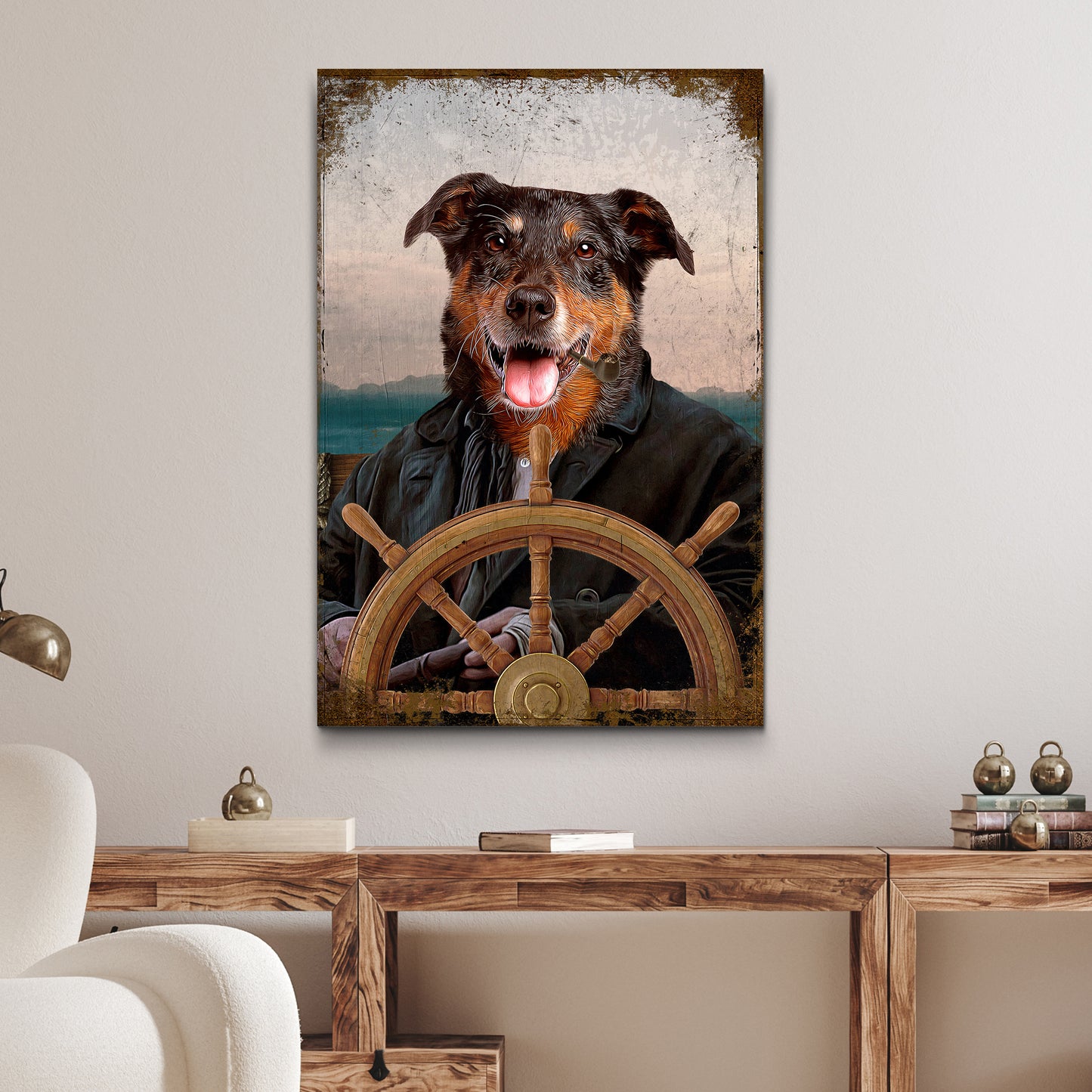 Pet Sea Captain Portrait Sign Style 2 - Image by Tailored Canvases