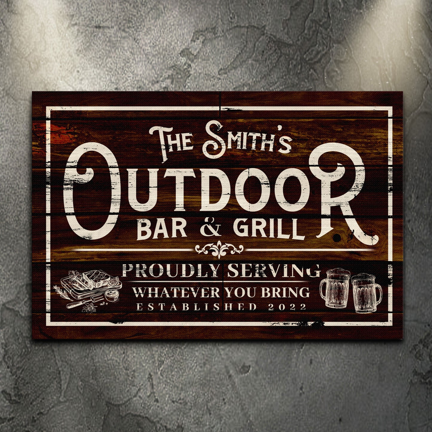 Family Outdoor Bar And Grill Sign II | Customizable Canvas - Image by Tailored Canvases