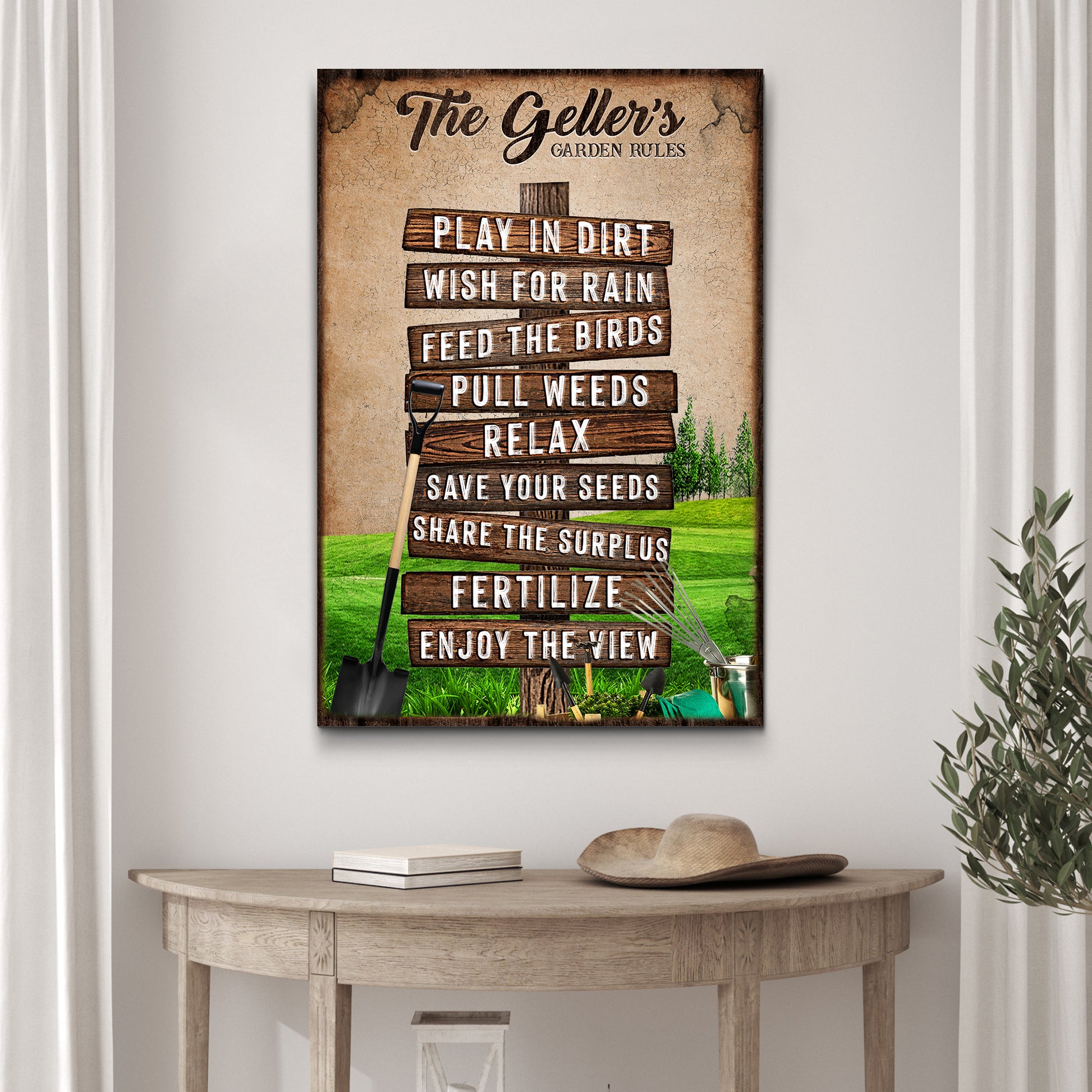 Family Garden Rules Sign | Customizable Canvas Style 2 - Image by Tailored Canvases