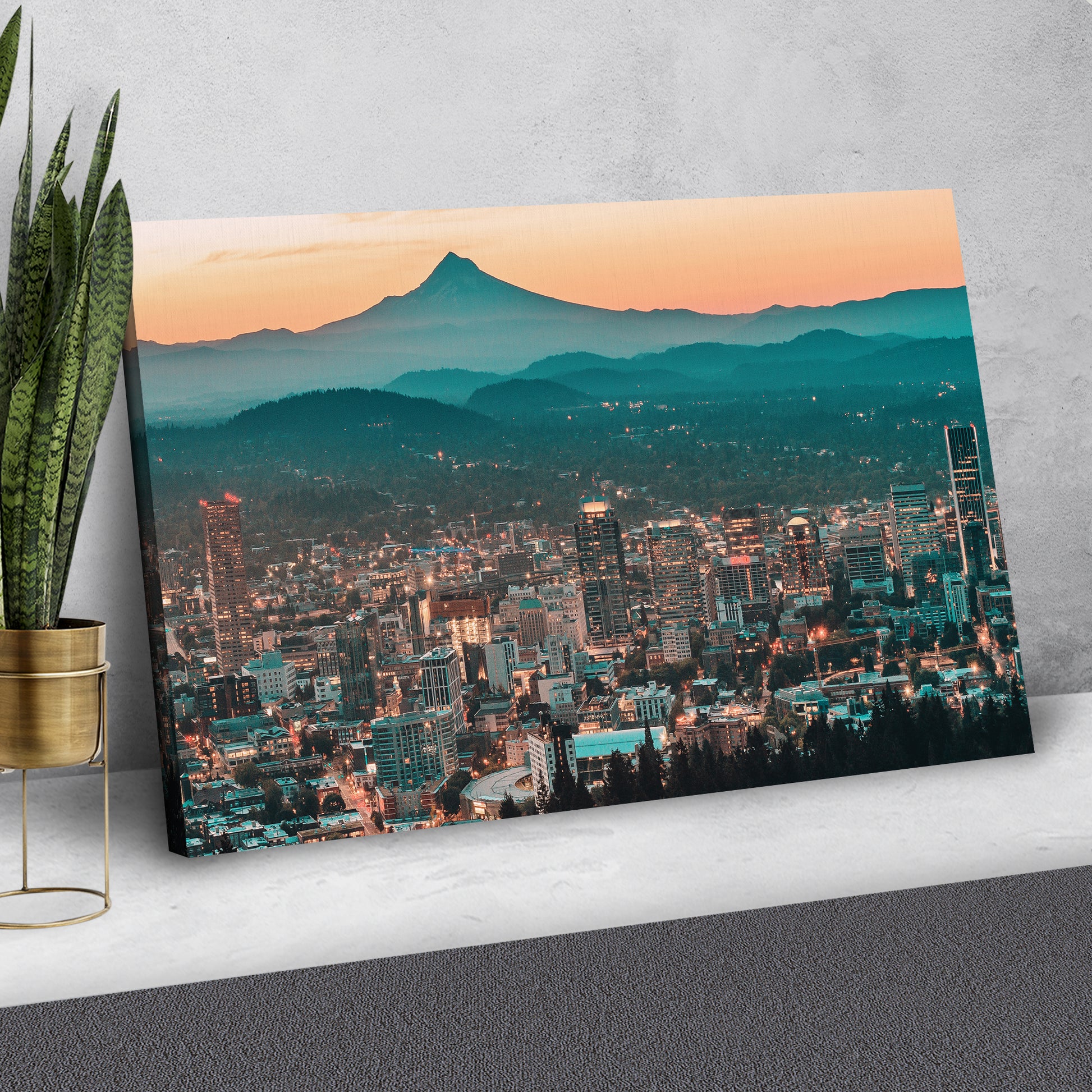City Of Portland Skyline Canvas Wall Art Style 1 - Image by Tailored Canvases