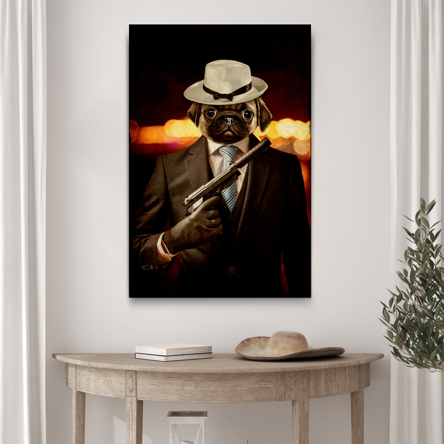 Gangster Pet Portrait Sign Style 2 - Image by Tailored Canvases