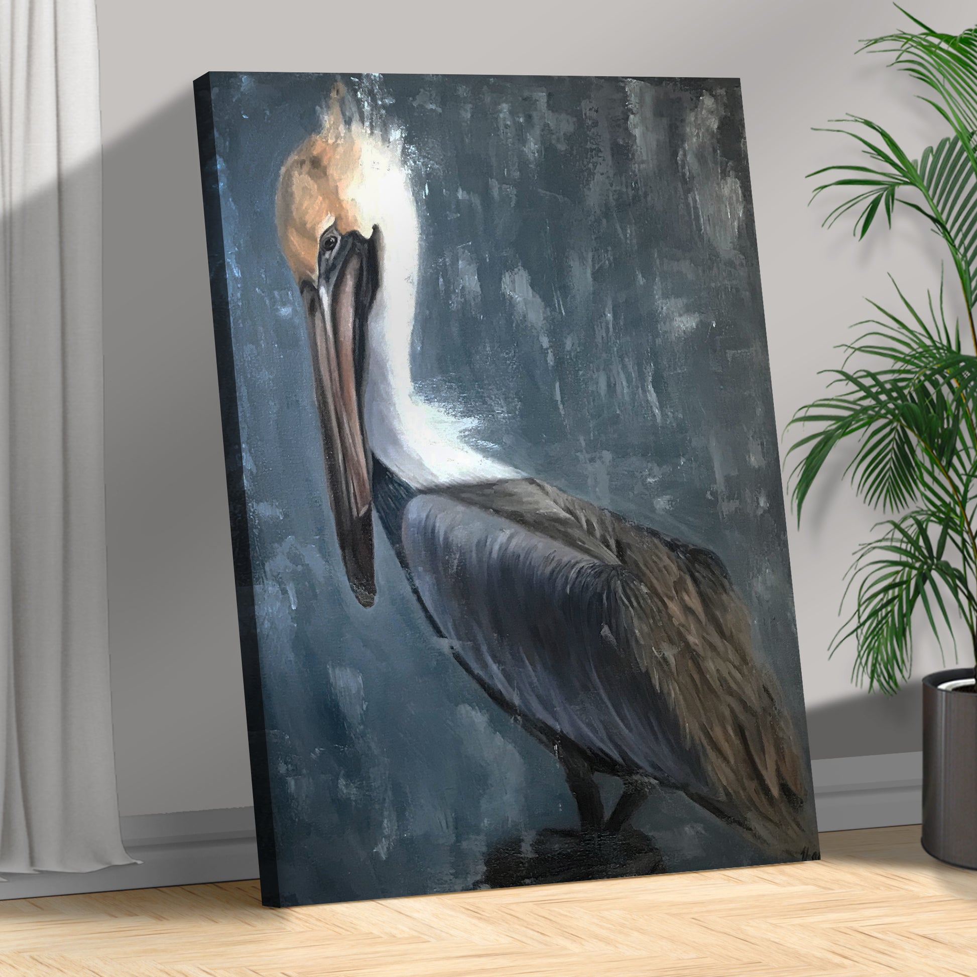 Pelican Painting "The Fish Catcher" Wall Art Style 2 - Image by Tailored Canvases