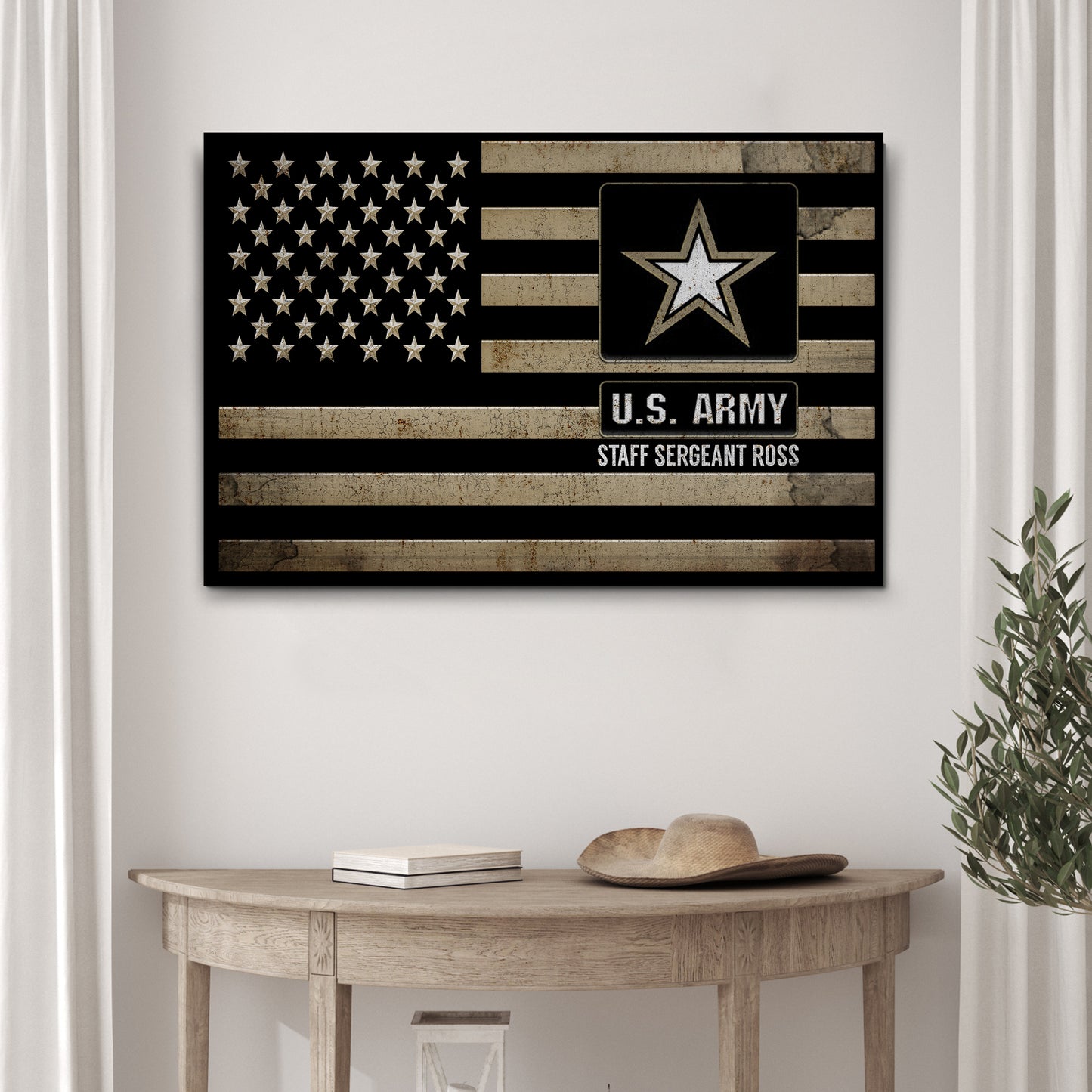 American Army Flag Sign | Customizable Canvas Style 2 - Image by Tailored Canvases