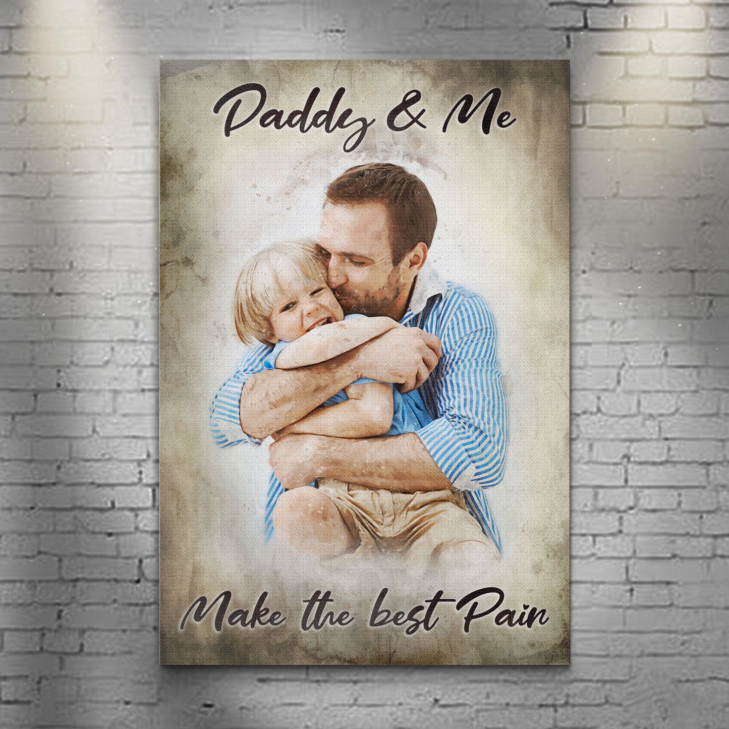 Daddy And Me Make The Best Pair Watercolor Portrait Sign - Image by Tailored Canvases