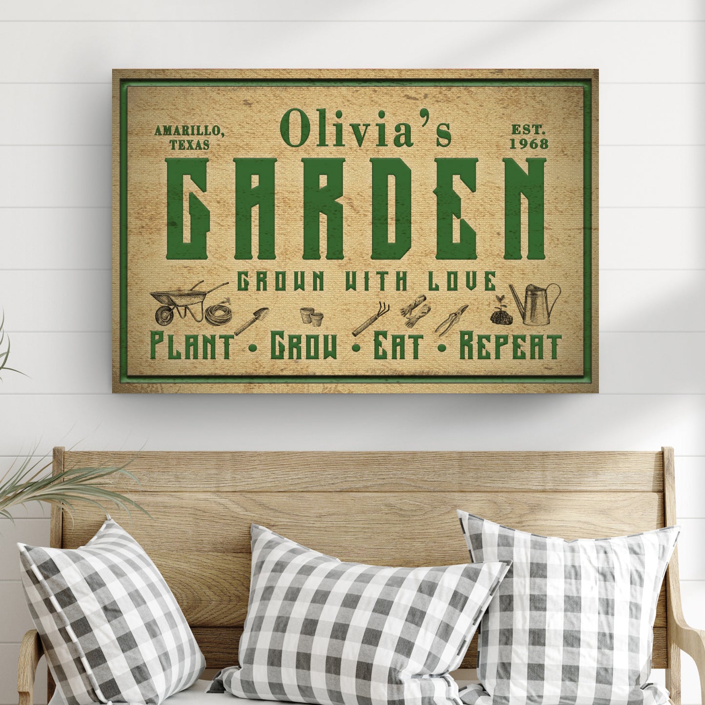 Plant, Grow, Eat, Repeat Garden Sign Style 1 - Image by Tailored Canvases