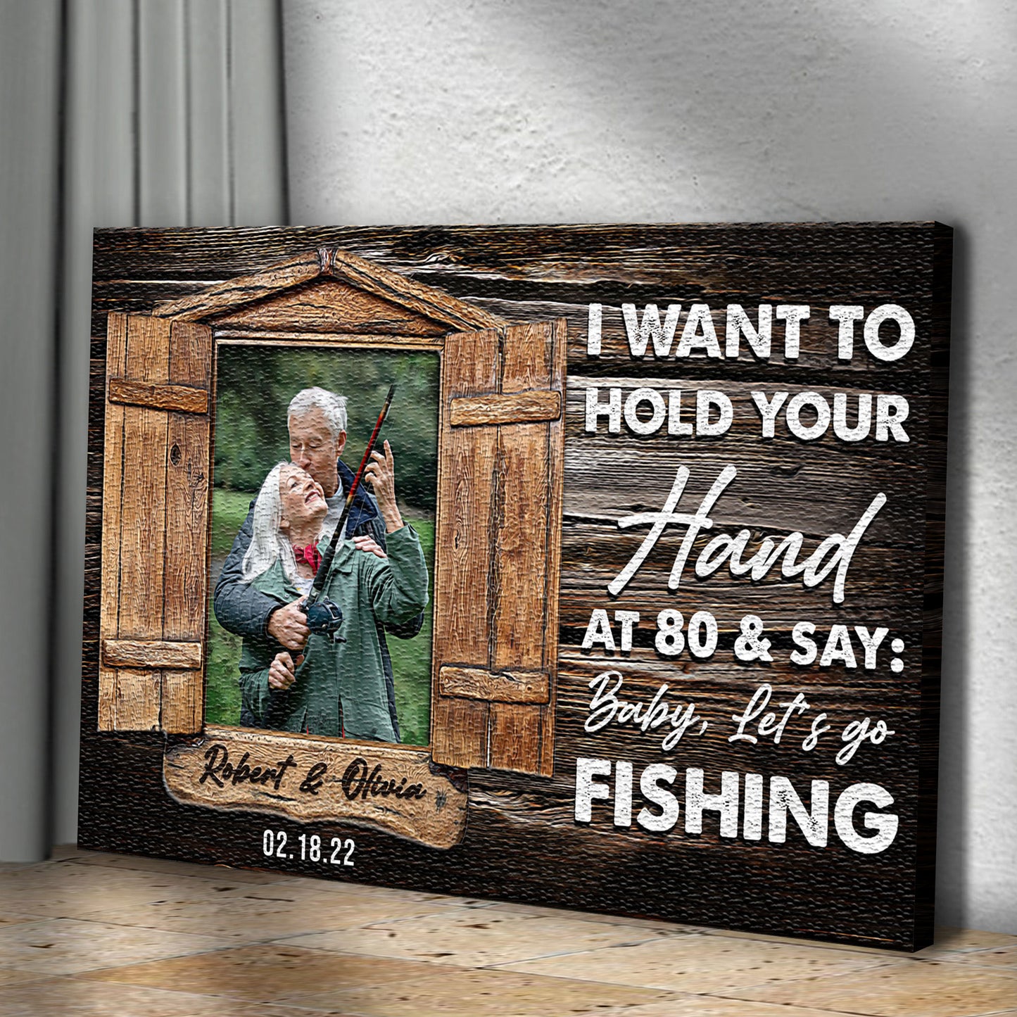 I Want To Hold Your Hand At 80 Couple Sign III | Customizable Canvas Style 1 - Image by Tailored Canvases