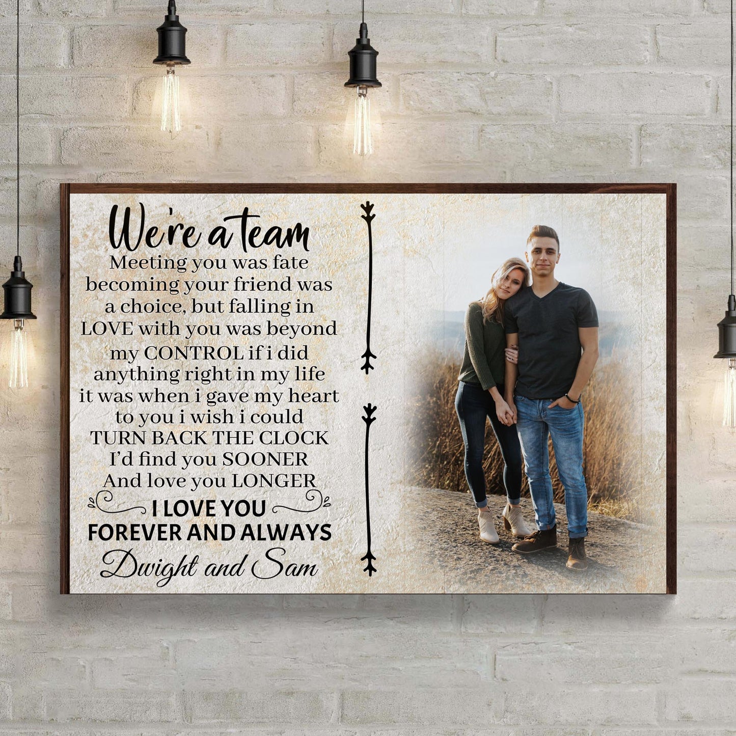 We're A Team Couple Sign V | Customizable Canvas - Image by Tailored Canvases