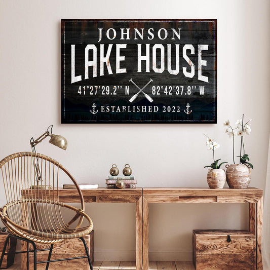 Family Lake House Paddle (Ready to hang) - Wall Art Image by Tailored Canvases