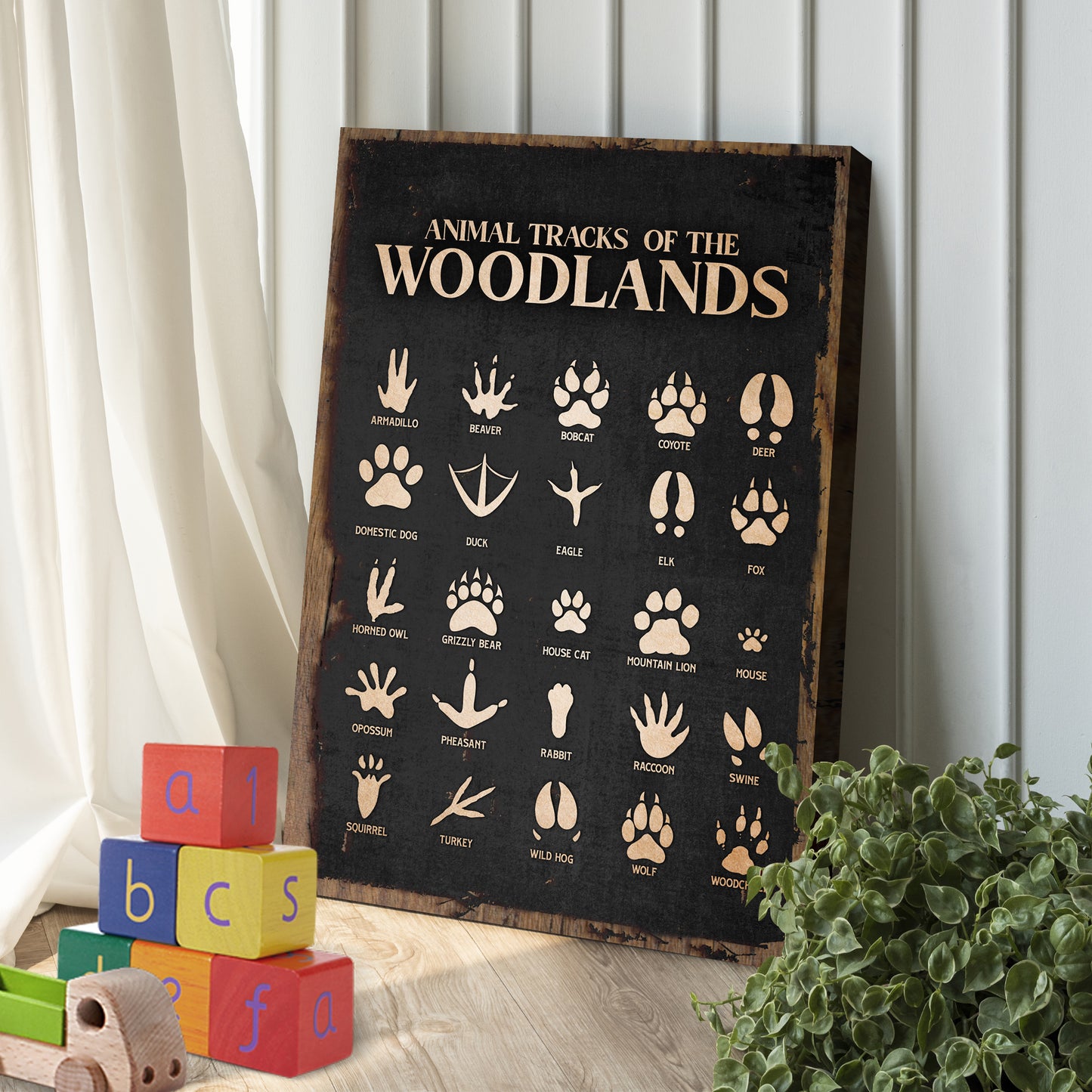 Animal Tracks Of The Woodlands Sign II Style 2 - Image by Tailored Canvases