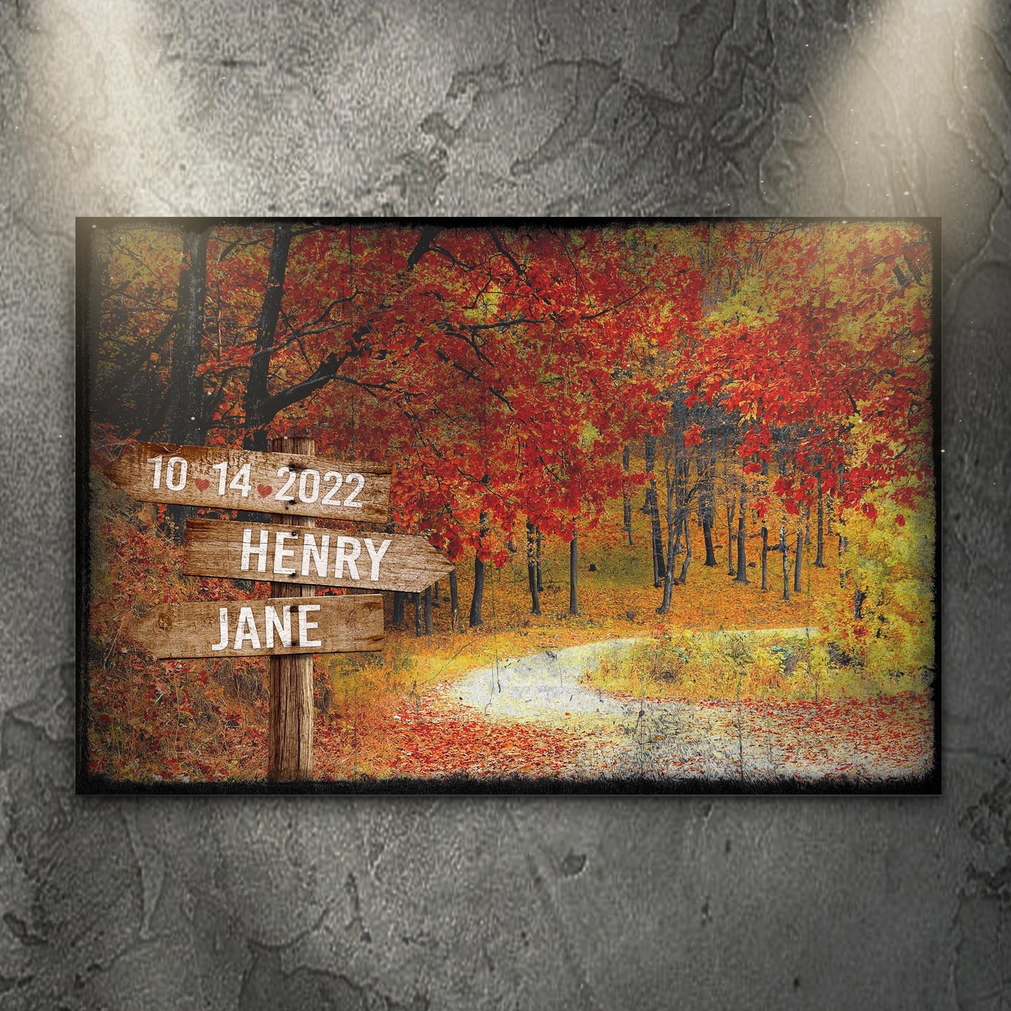 Couple Autumn Road Sign - Image by Tailored Canvases