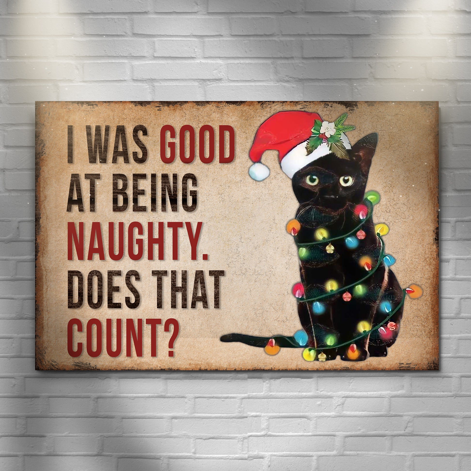 Good At Being Naughty Cat Sign - Image by Tailored Canvases