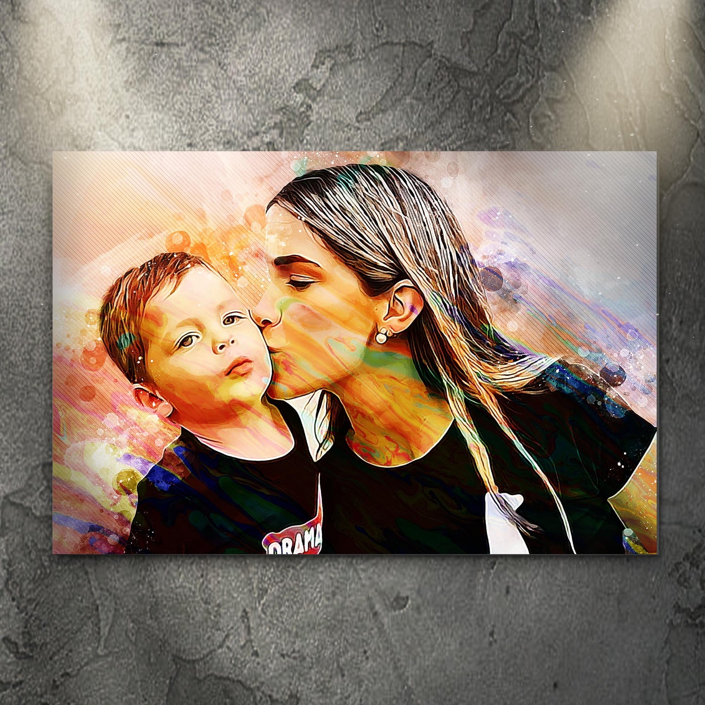 Mom And Me Watercolor Portrait Sign - Image by Tailored Canvases