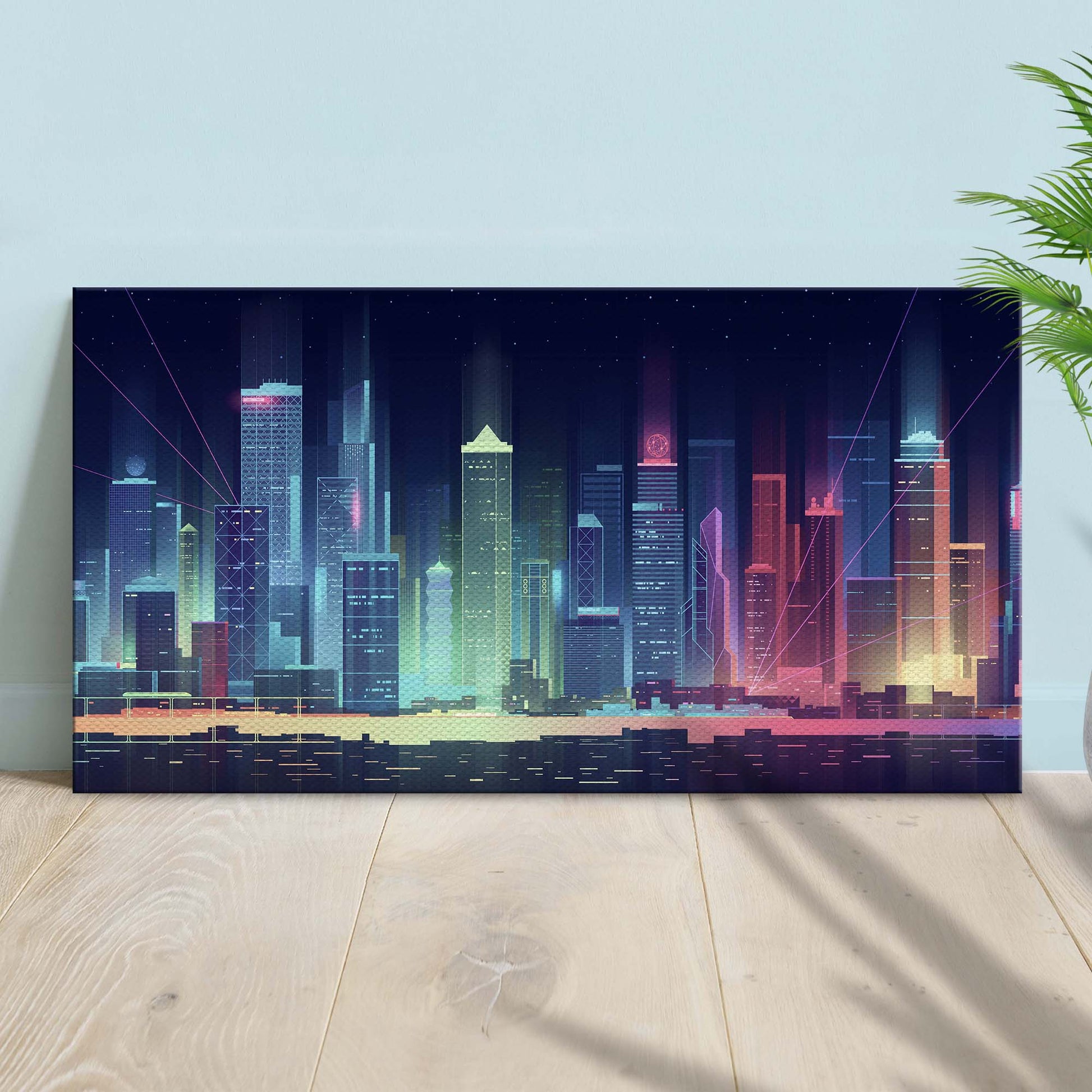 Modern Abstract Neon Skyline Canvas Wall Art - Image by Tailored Canvases