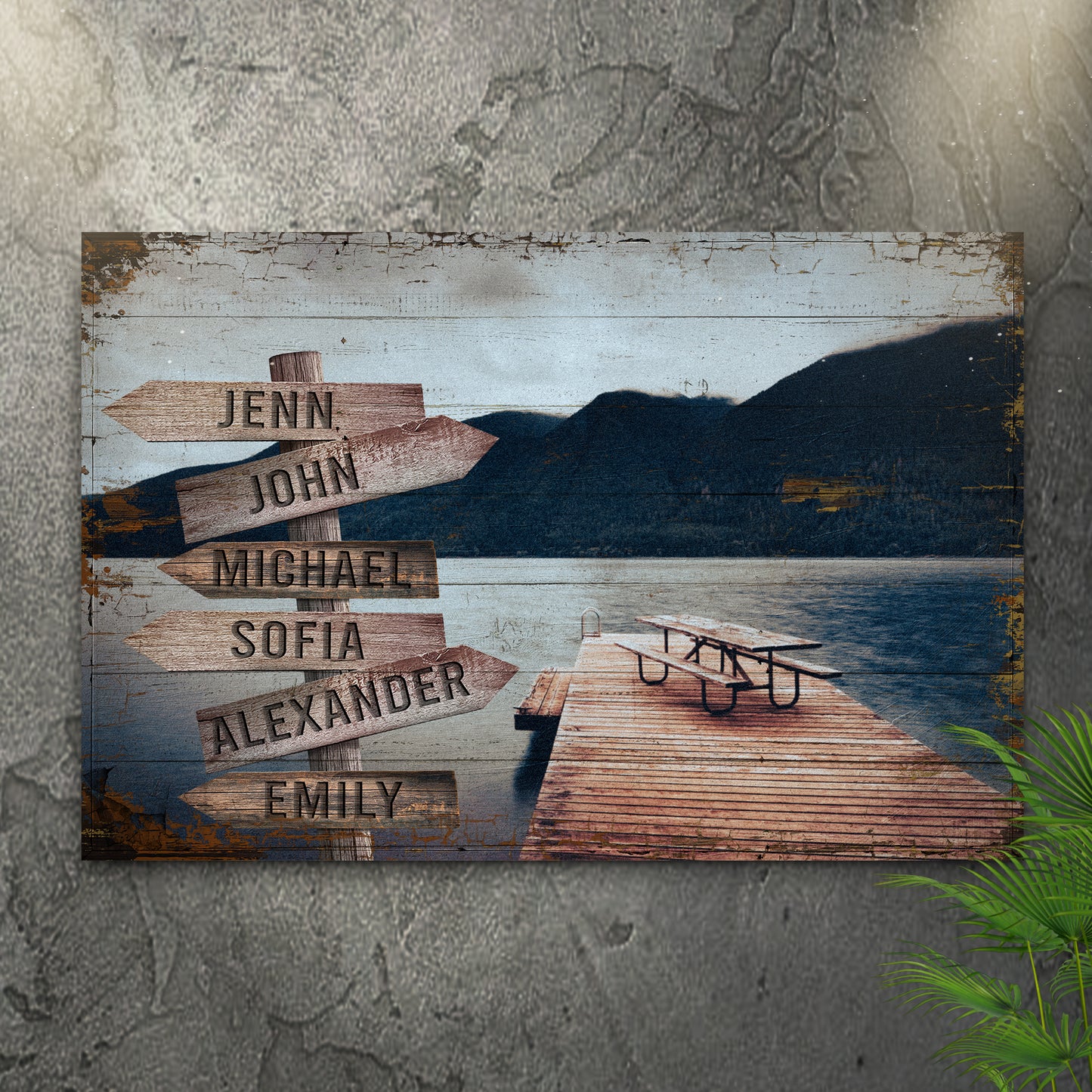 Family Name On Lake View Dock Sign - Image by Tailored Canvases