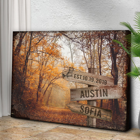 Autumn Road Couple Name Sign - Image by Tailored Canvases
