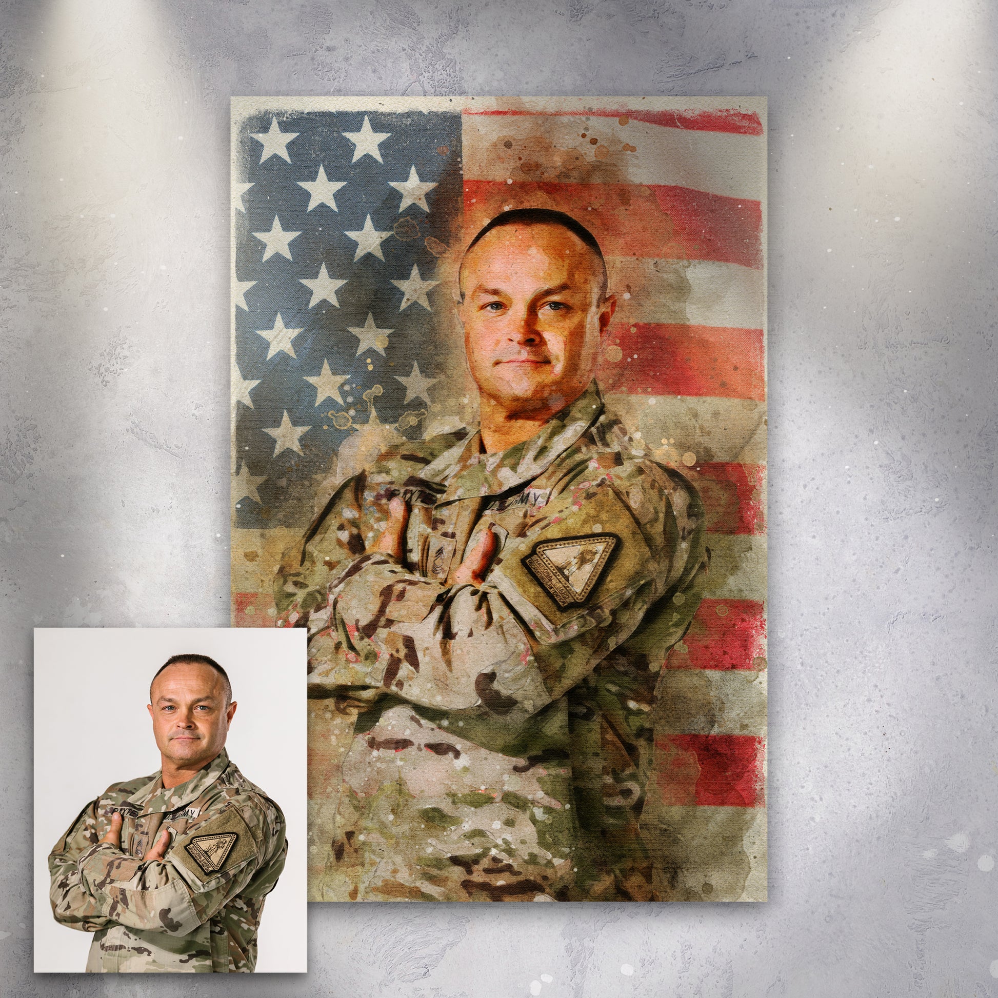 Veterans Watercolor Portrait Sign - Image by Tailored Canvases