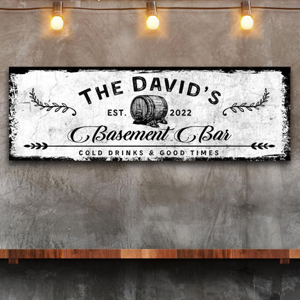 Basement Bar Barrel Sign Style 2 - Image by Tailored Canvases