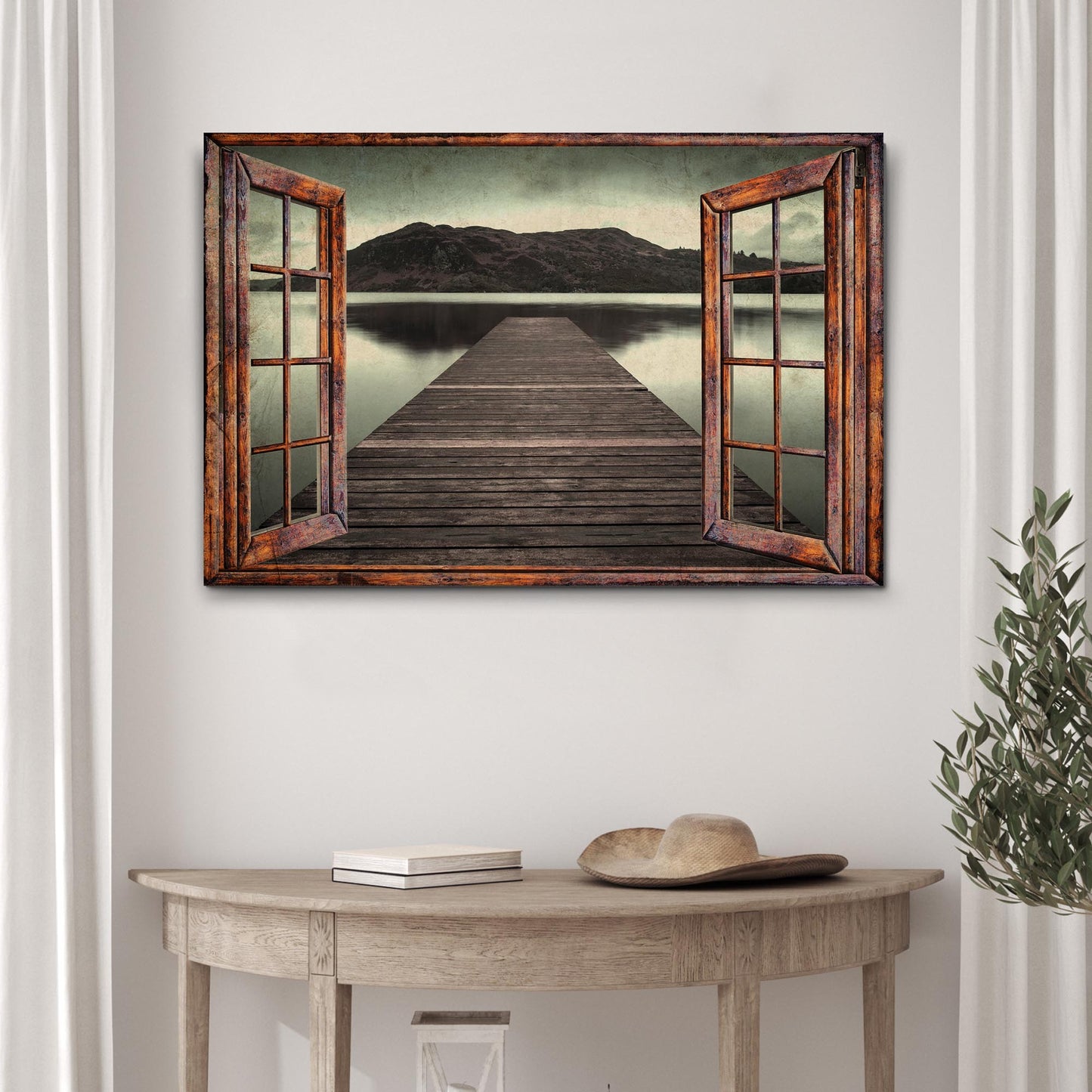 Calm Lake View By The Window Canvas Wall Art Style 2 - Image by Tailored Canvases