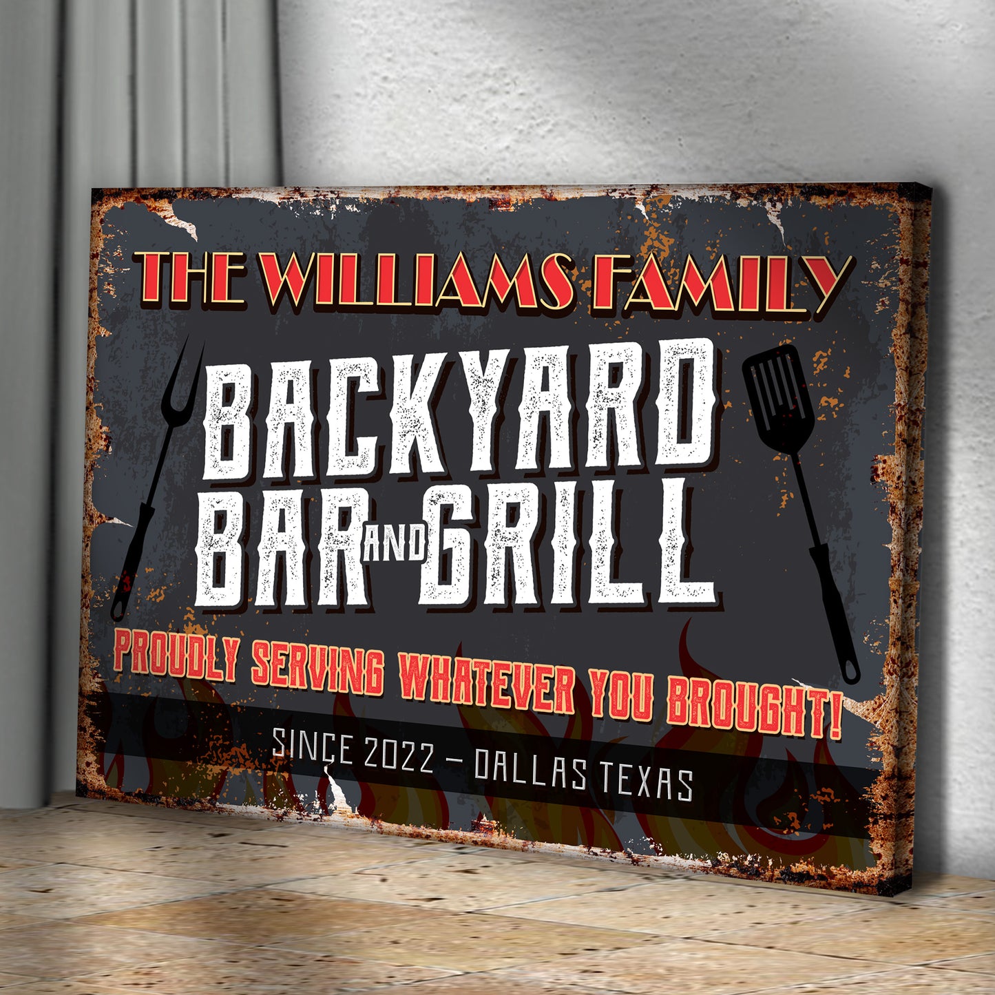 Family Backyard Bar And Grill Sign III