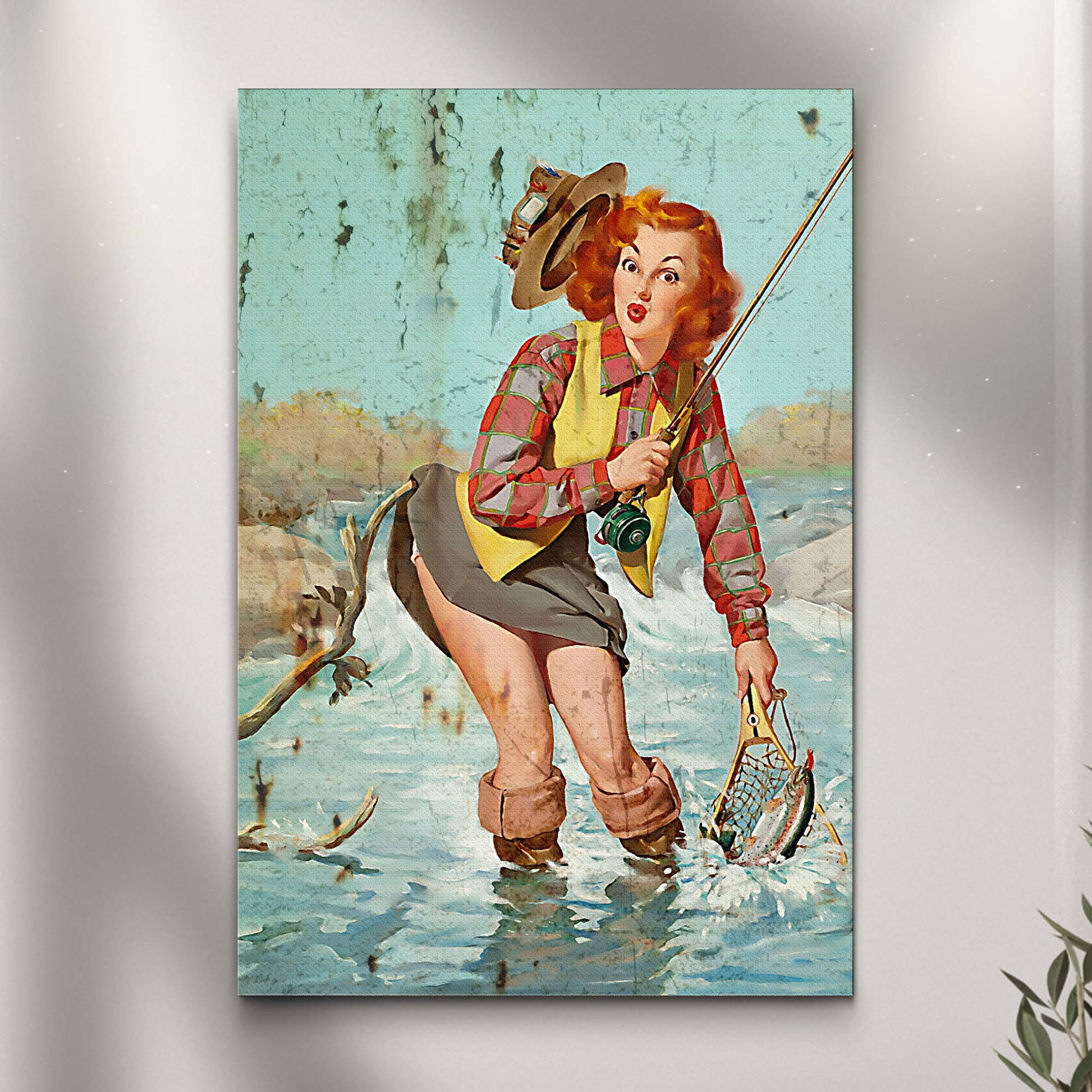 Fishing Retro Canvas Wall Art - Image by Tailored Canvases