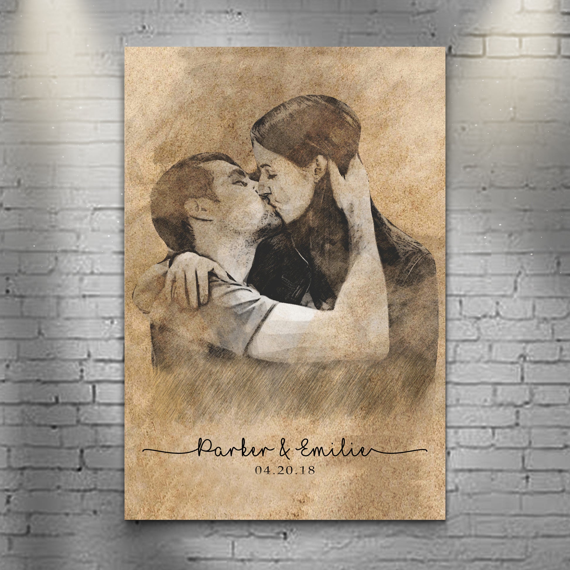 Couple Portrait Charcoal Sign | Customizable Canvas - Image by Tailored Canvases
