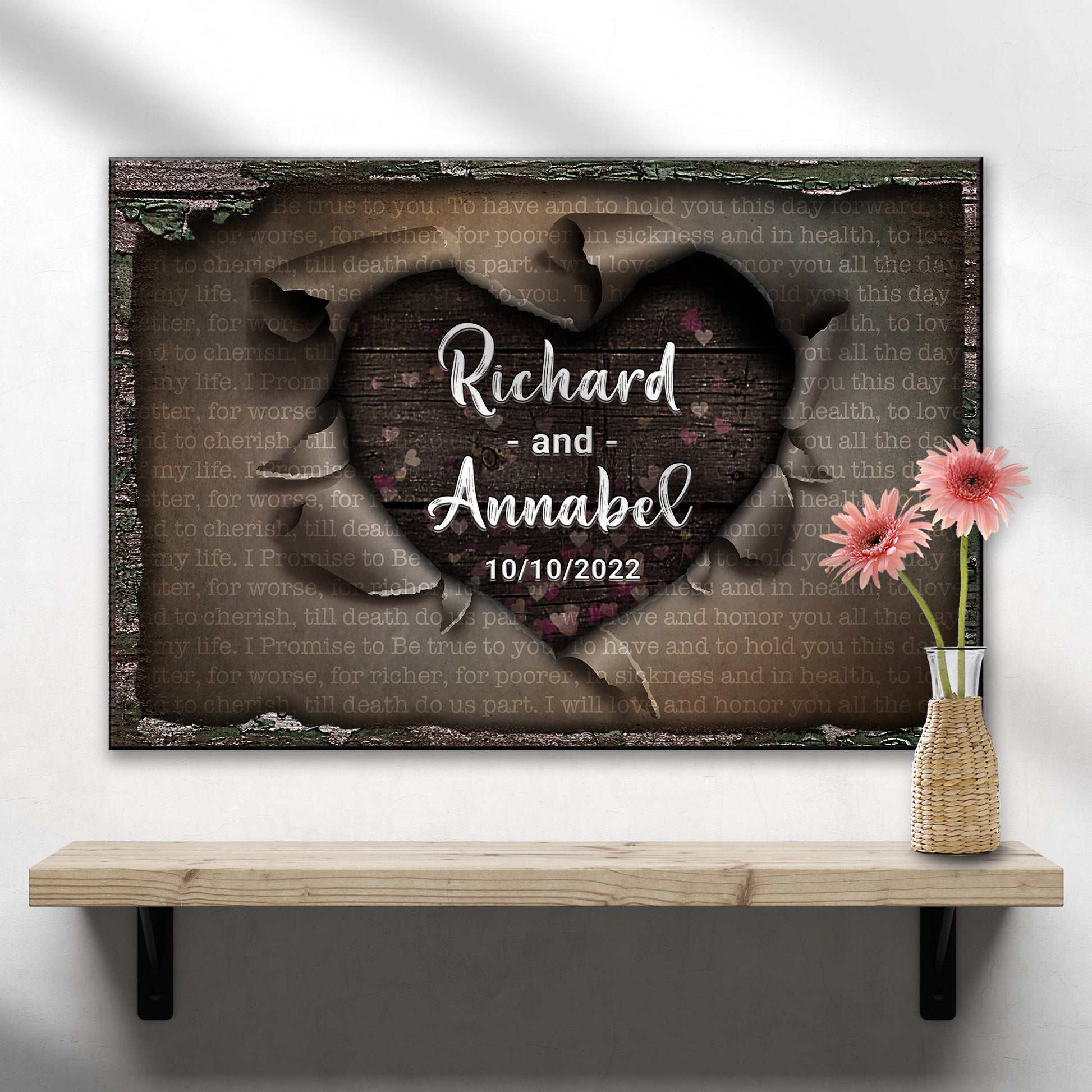 Unwrapped Heart Wedding Vows Sign  - Image by Tailored Canvases